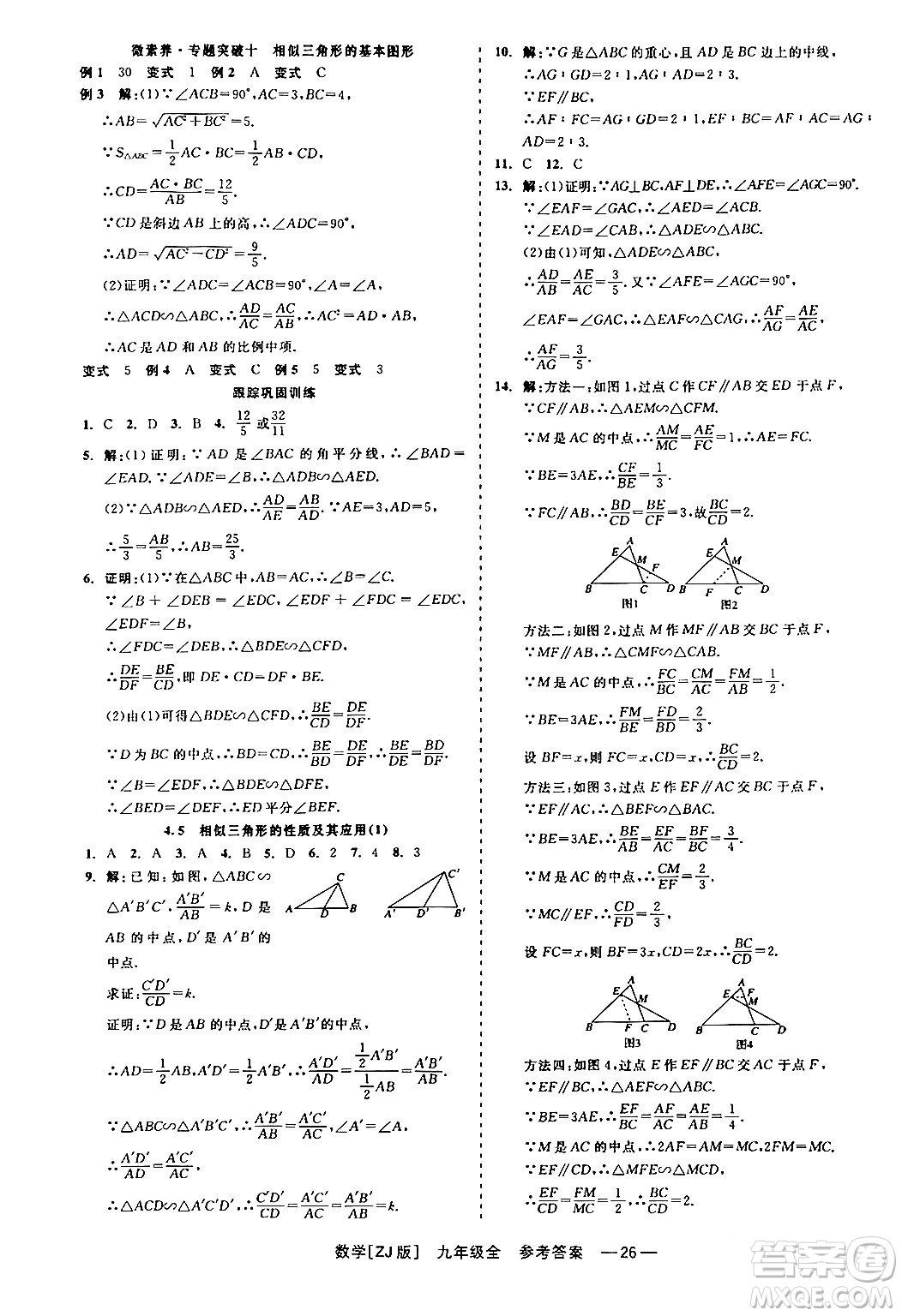 浙江工商大學(xué)出版社2024年春精彩練習(xí)就練這一本九年級(jí)數(shù)學(xué)下冊(cè)浙教版答案