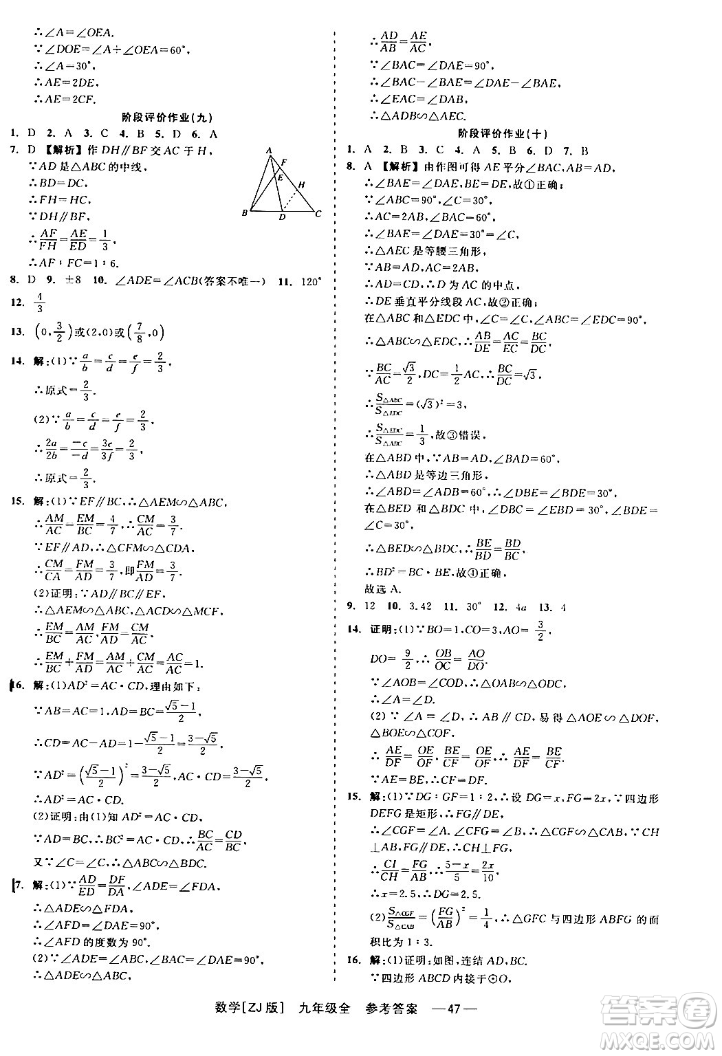 浙江工商大學(xué)出版社2024年春精彩練習(xí)就練這一本九年級(jí)數(shù)學(xué)下冊(cè)浙教版答案