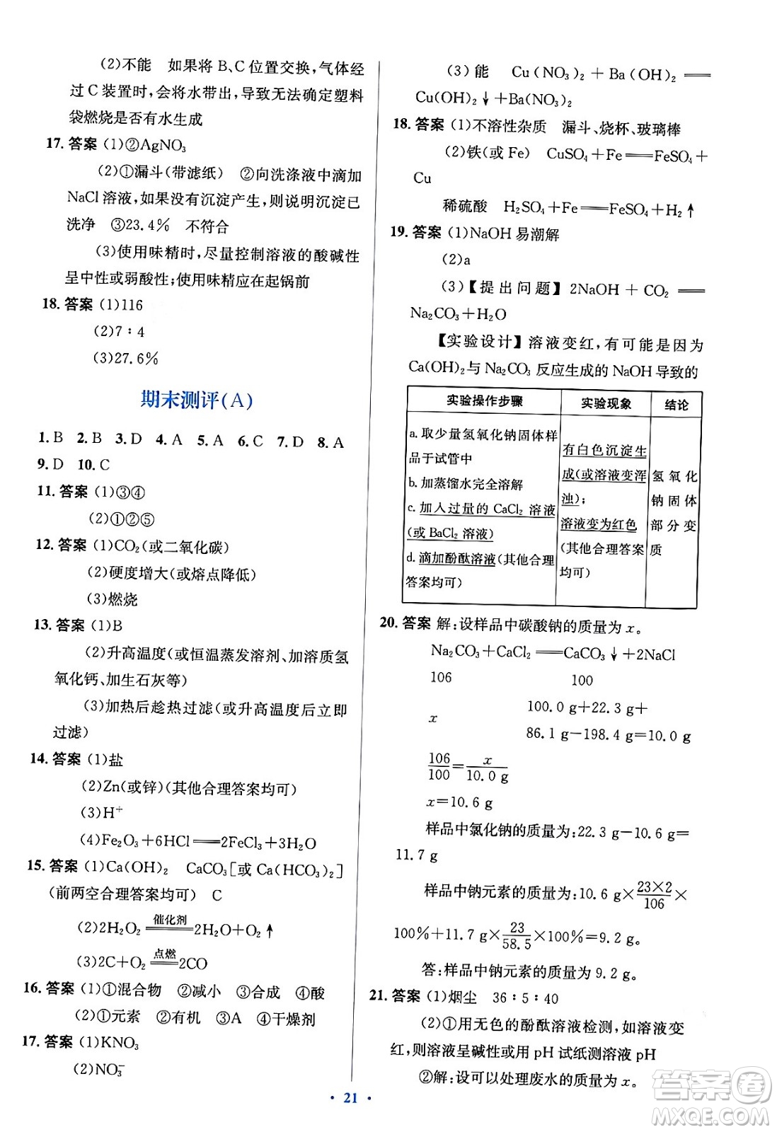 人民教育出版社2024年春人教金學(xué)典同步解析與測評學(xué)考練九年級化學(xué)下冊人教版答案