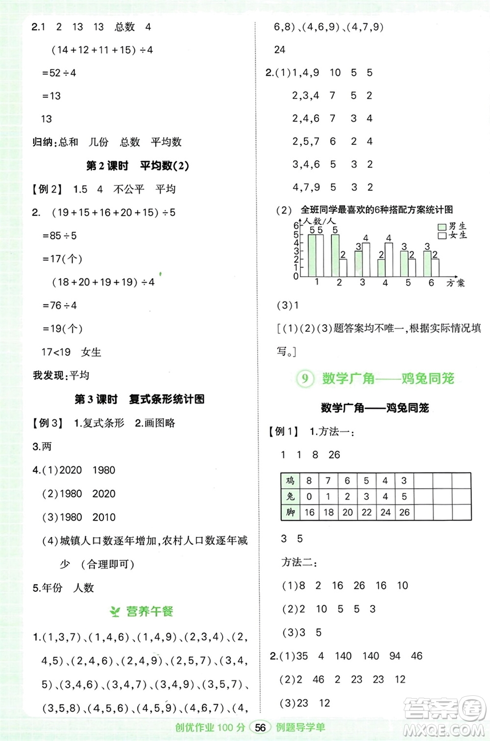 武漢出版社2024年春狀元成才路創(chuàng)優(yōu)作業(yè)100分四年級數(shù)學(xué)下冊人教版浙江專版參考答案