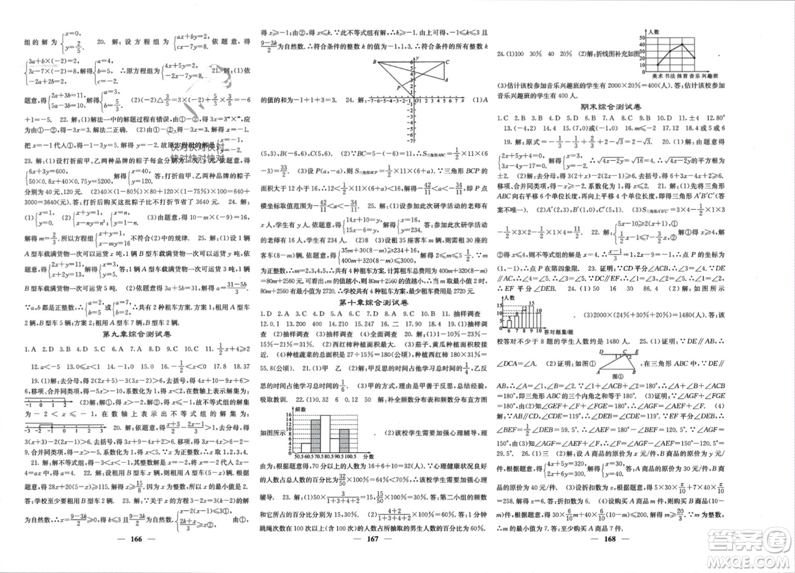 四川大學(xué)出版社2024年春課堂點睛七年級數(shù)學(xué)下冊人教版參考答案