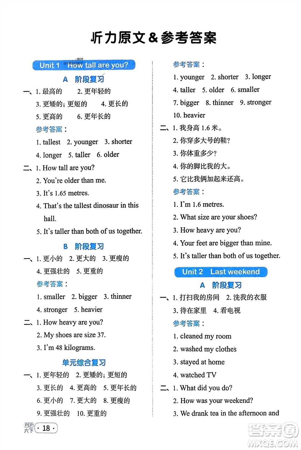 江西教育出版社2024年春陽(yáng)光同學(xué)默寫(xiě)小達(dá)人六年級(jí)英語(yǔ)下冊(cè)人教版參考答案