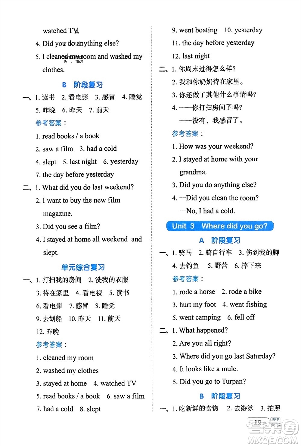 江西教育出版社2024年春陽(yáng)光同學(xué)默寫(xiě)小達(dá)人六年級(jí)英語(yǔ)下冊(cè)人教版參考答案