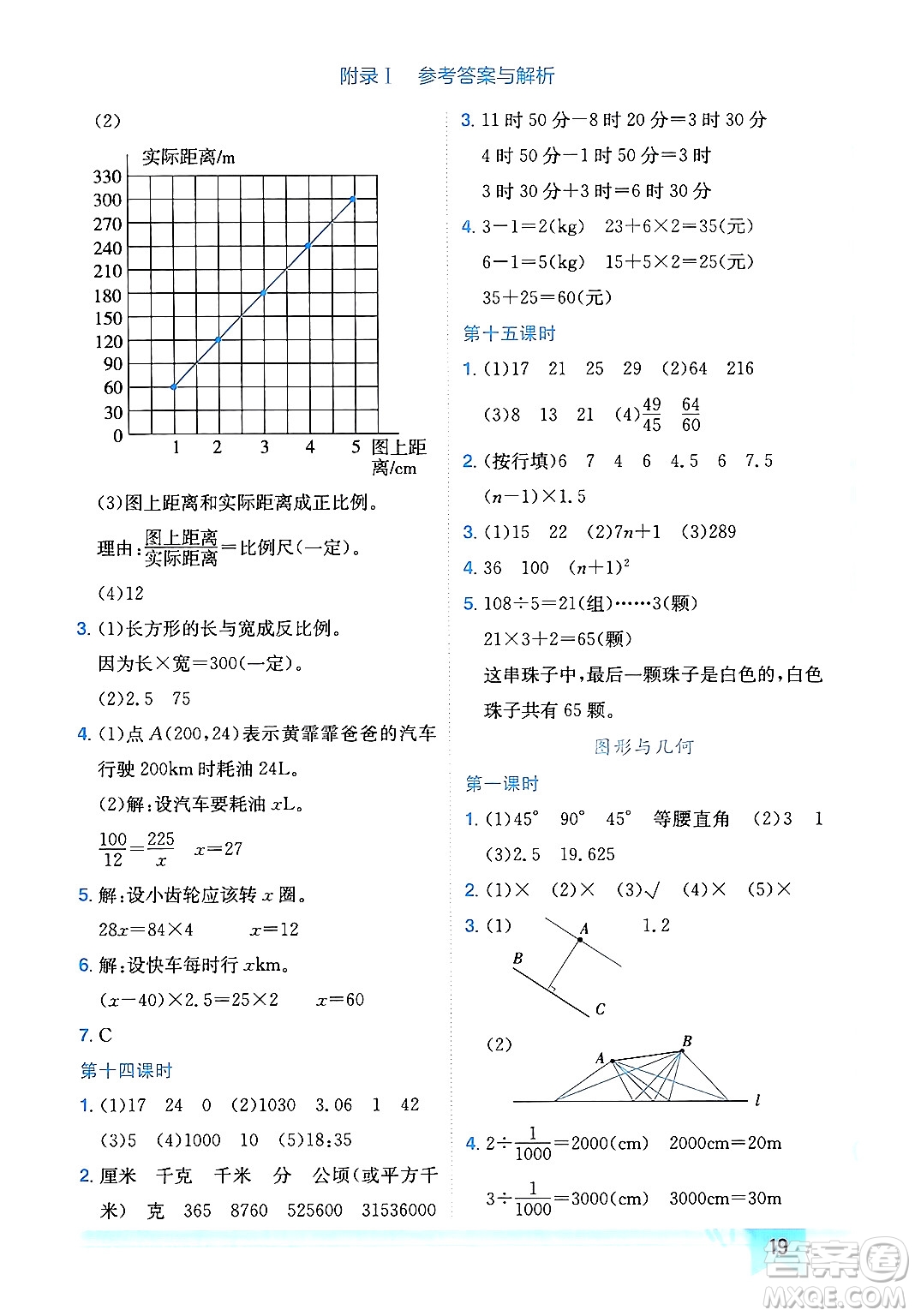 龍門書局2024年春黃岡小狀元作業(yè)本六年級數(shù)學(xué)下冊北師大版廣東專版答案