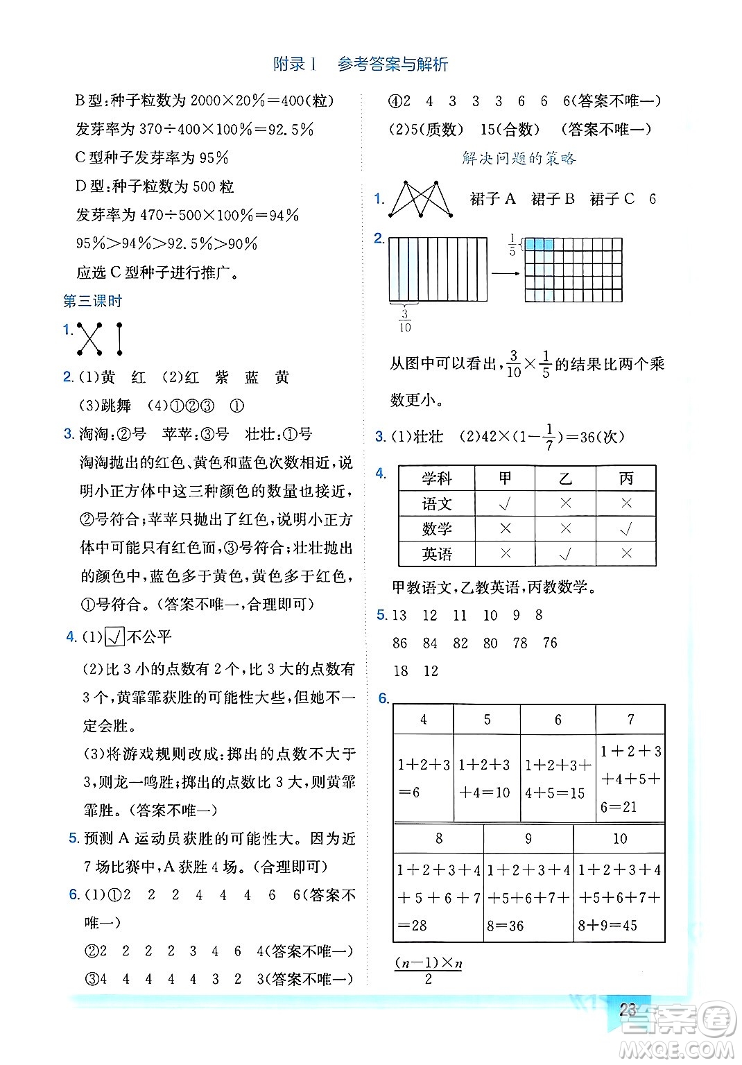 龍門書局2024年春黃岡小狀元作業(yè)本六年級數(shù)學(xué)下冊北師大版廣東專版答案