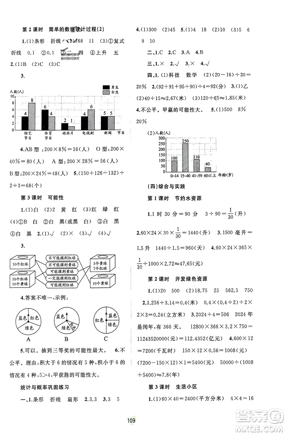 廣西師范大學出版社2024年春新課程學習與測評同步學習六年級數(shù)學下冊冀教版參考答案