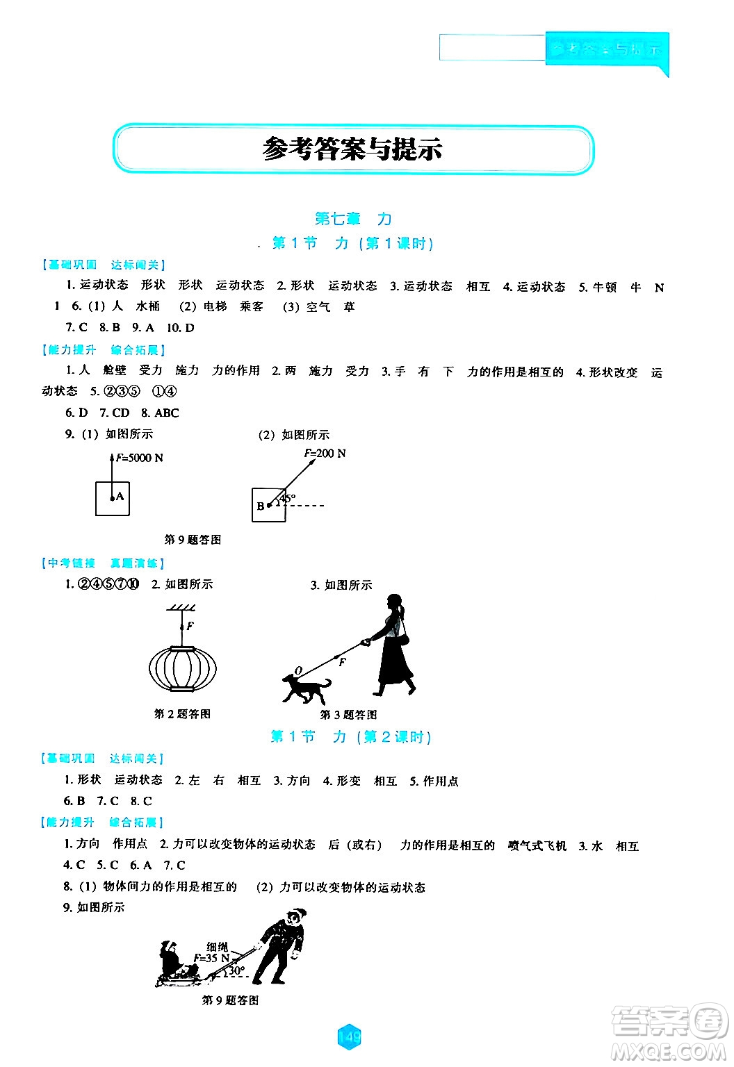 遼海出版社2024年春新課程物理能力培養(yǎng)八年級(jí)物理下冊(cè)人教版答案