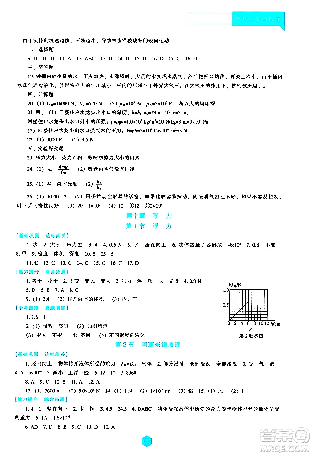 遼海出版社2024年春新課程物理能力培養(yǎng)八年級(jí)物理下冊(cè)人教版答案