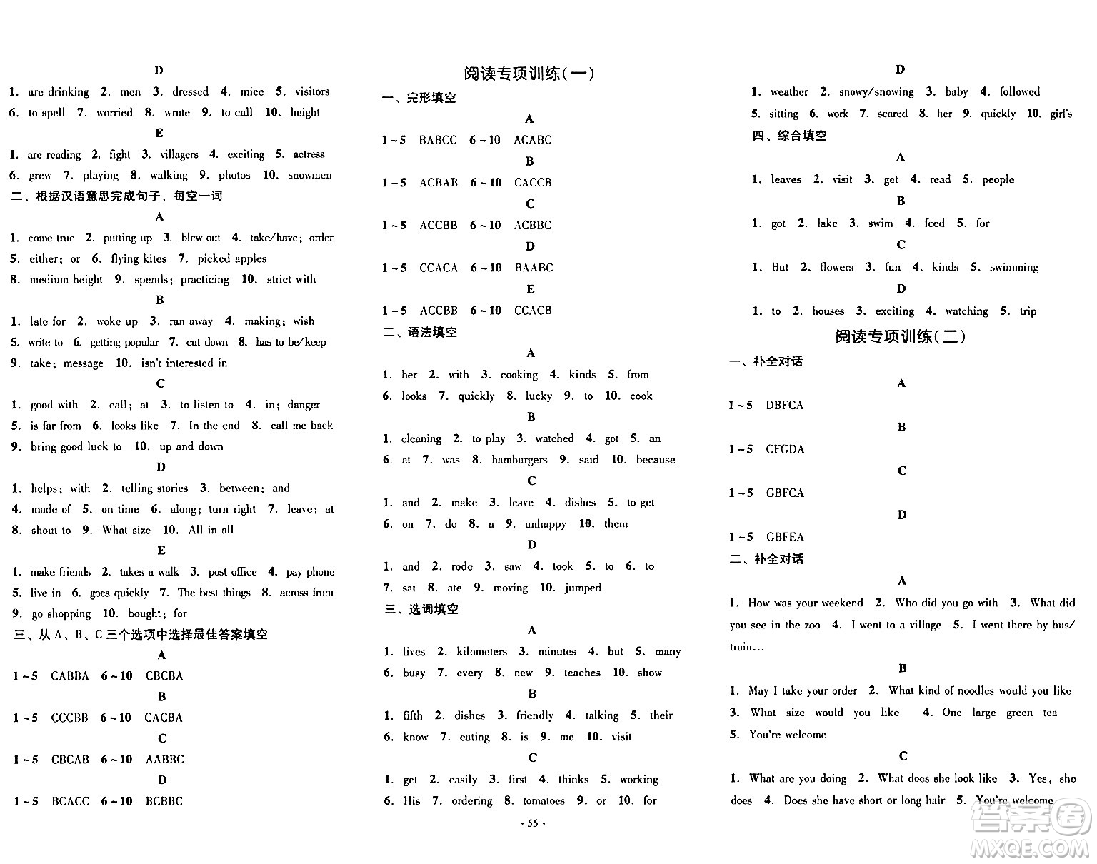 湖南教育出版社2024年春學(xué)科素養(yǎng)與能力提升七年級(jí)英語下冊(cè)人教版答案