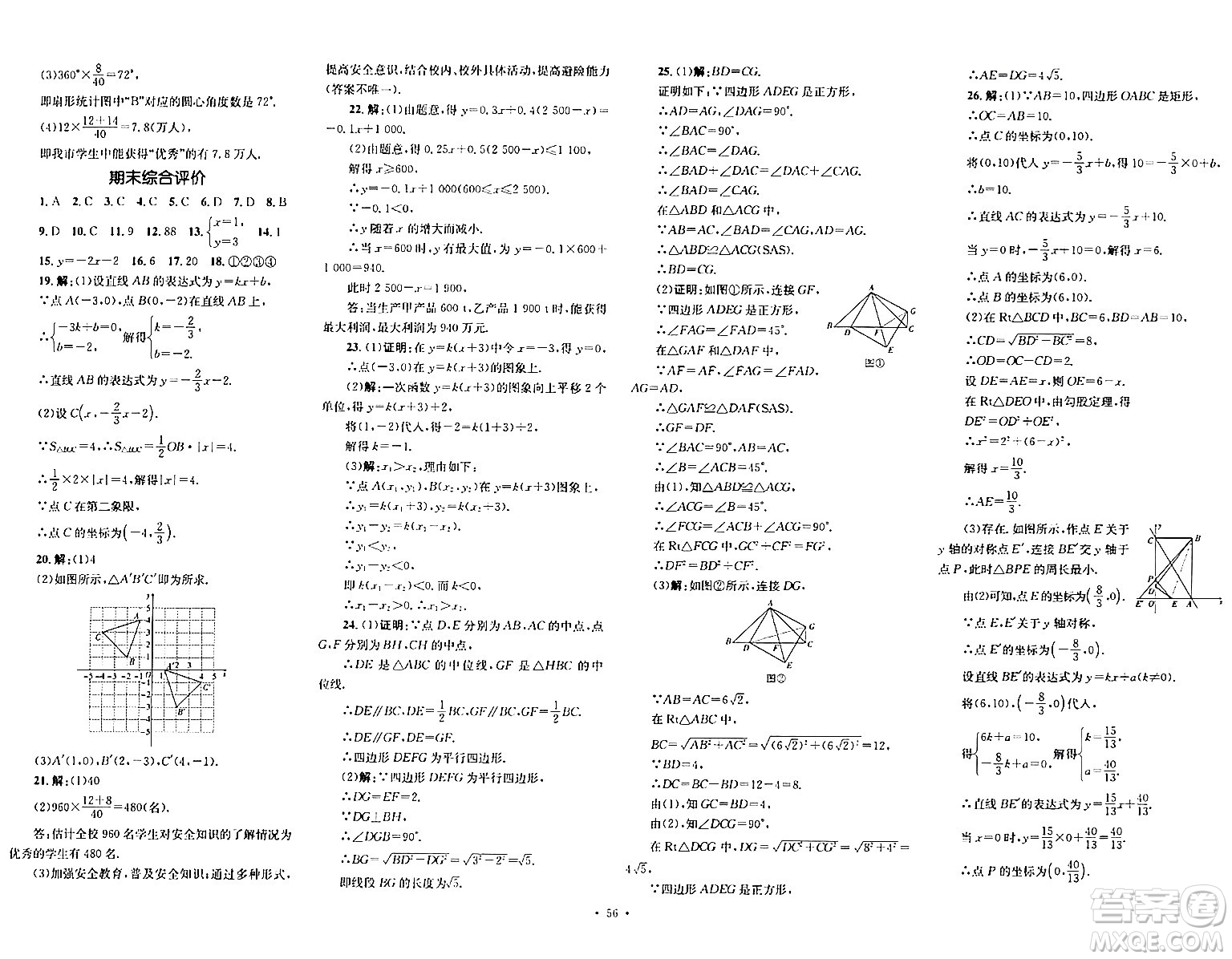 湖南教育出版社2024年春學(xué)科素養(yǎng)與能力提升八年級數(shù)學(xué)下冊湘教版答案