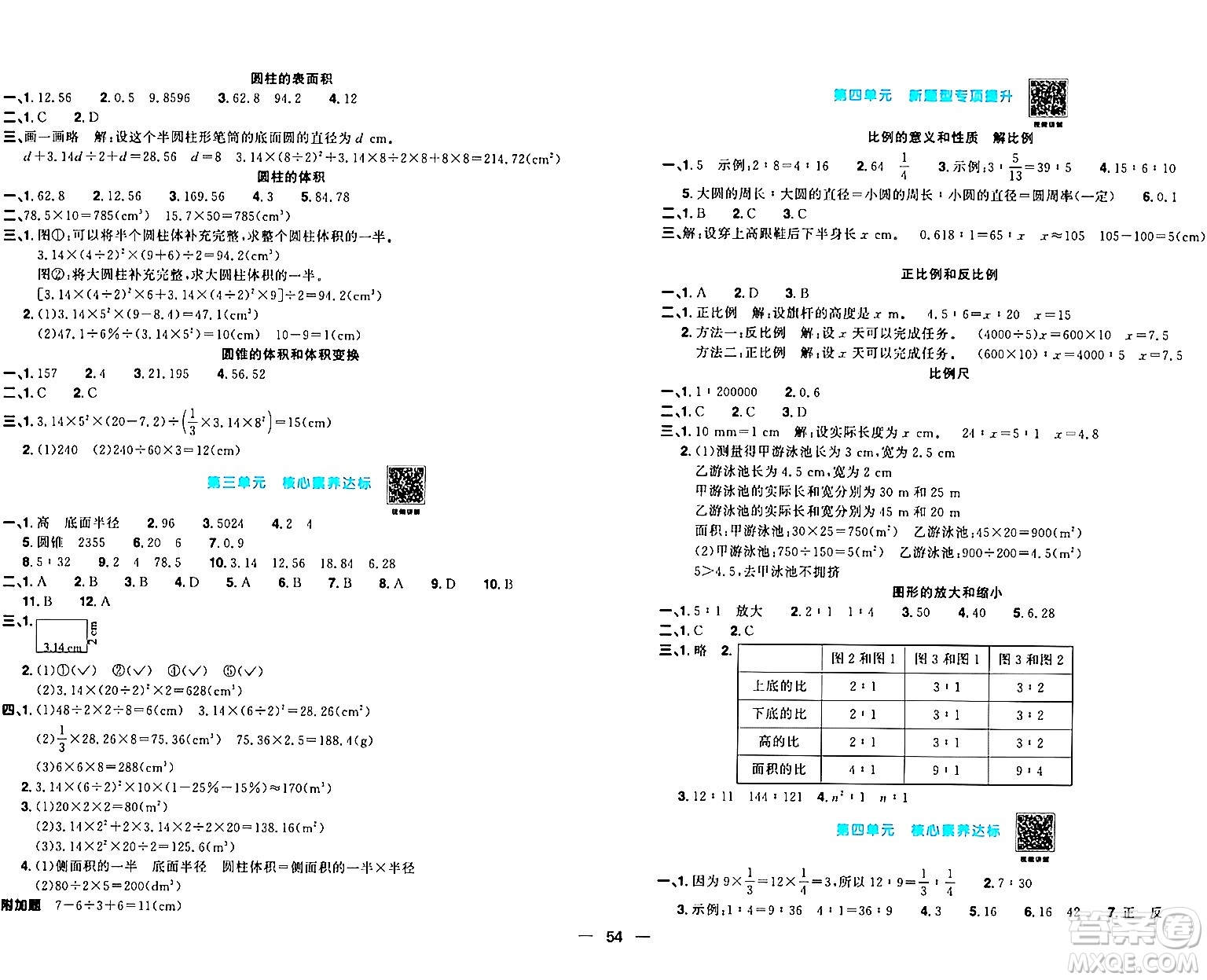 江西教育出版社2024年春陽光同學一線名師全優(yōu)好卷六年級數(shù)學下冊人教版答案