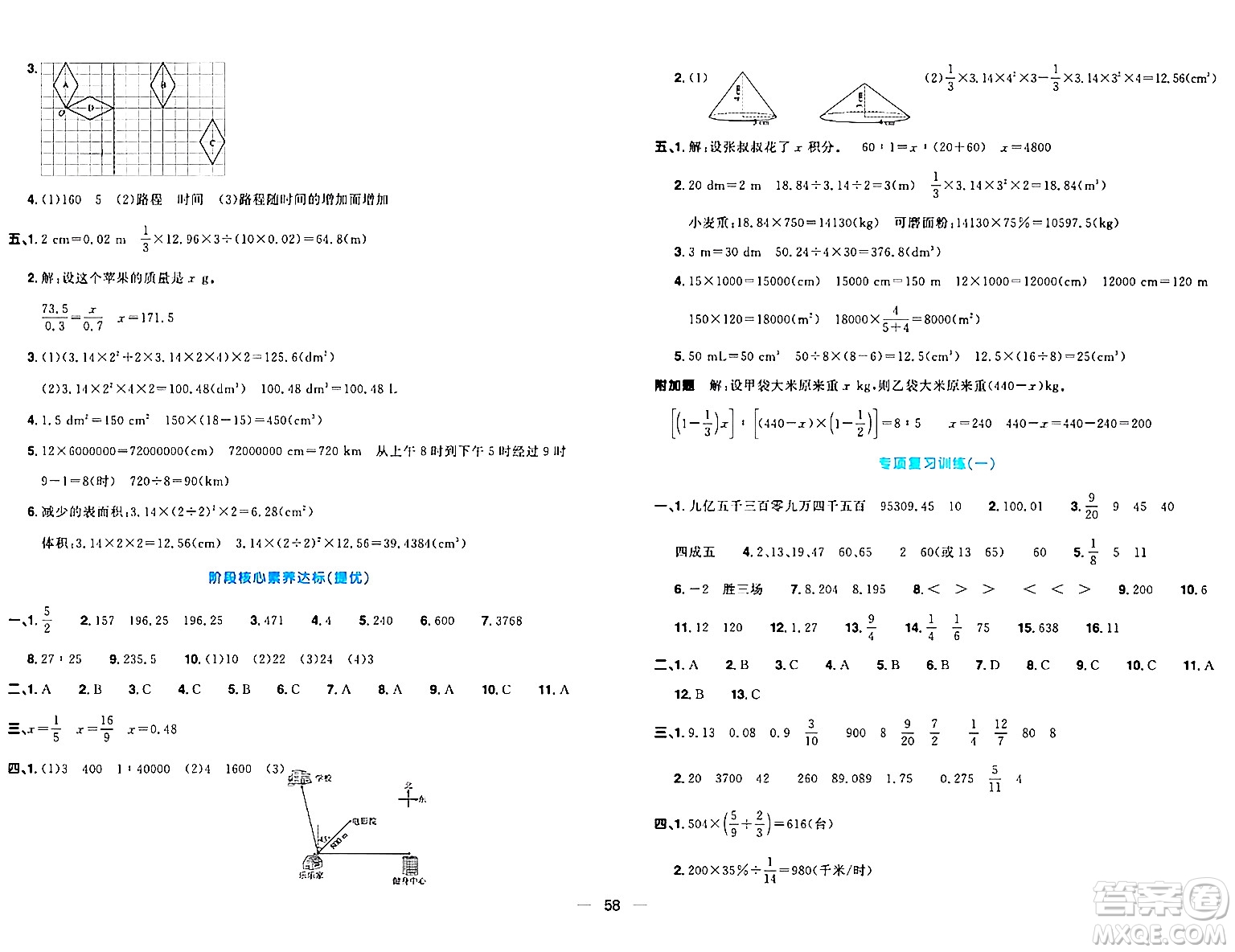 江西教育出版社2024年春陽(yáng)光同學(xué)一線名師全優(yōu)好卷六年級(jí)數(shù)學(xué)下冊(cè)北師大版答案