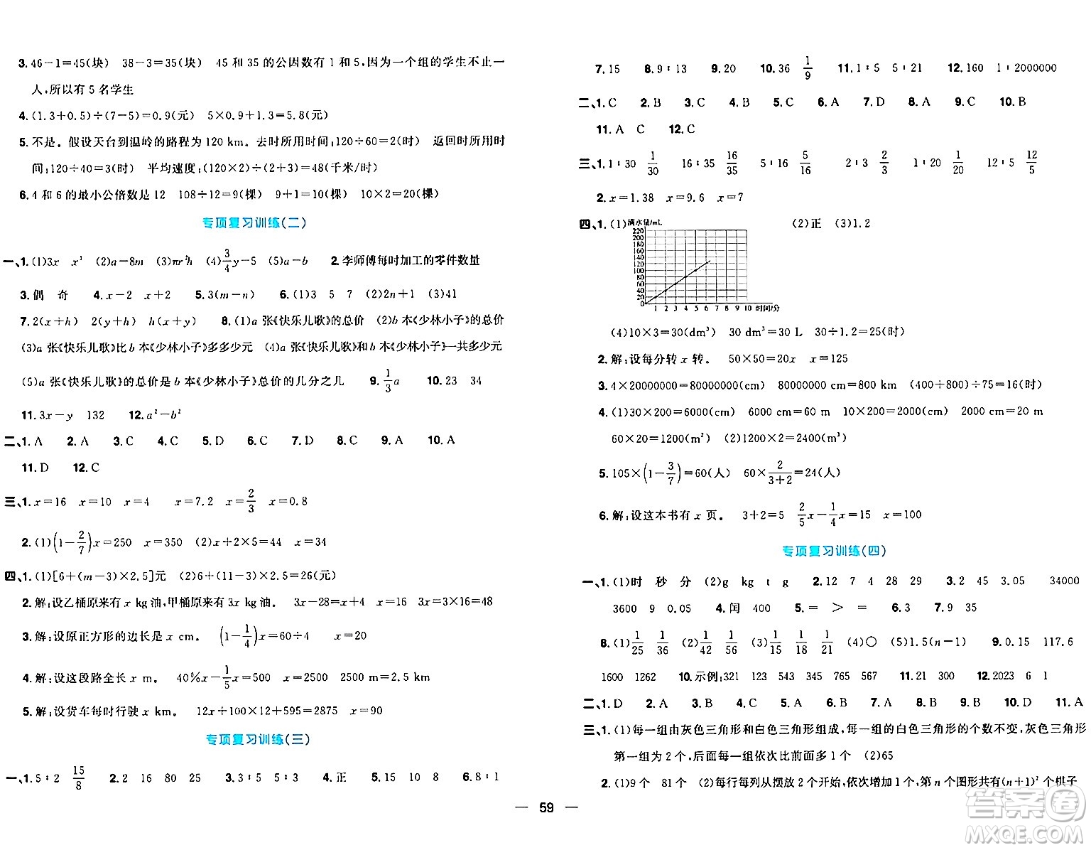 江西教育出版社2024年春陽(yáng)光同學(xué)一線名師全優(yōu)好卷六年級(jí)數(shù)學(xué)下冊(cè)北師大版答案