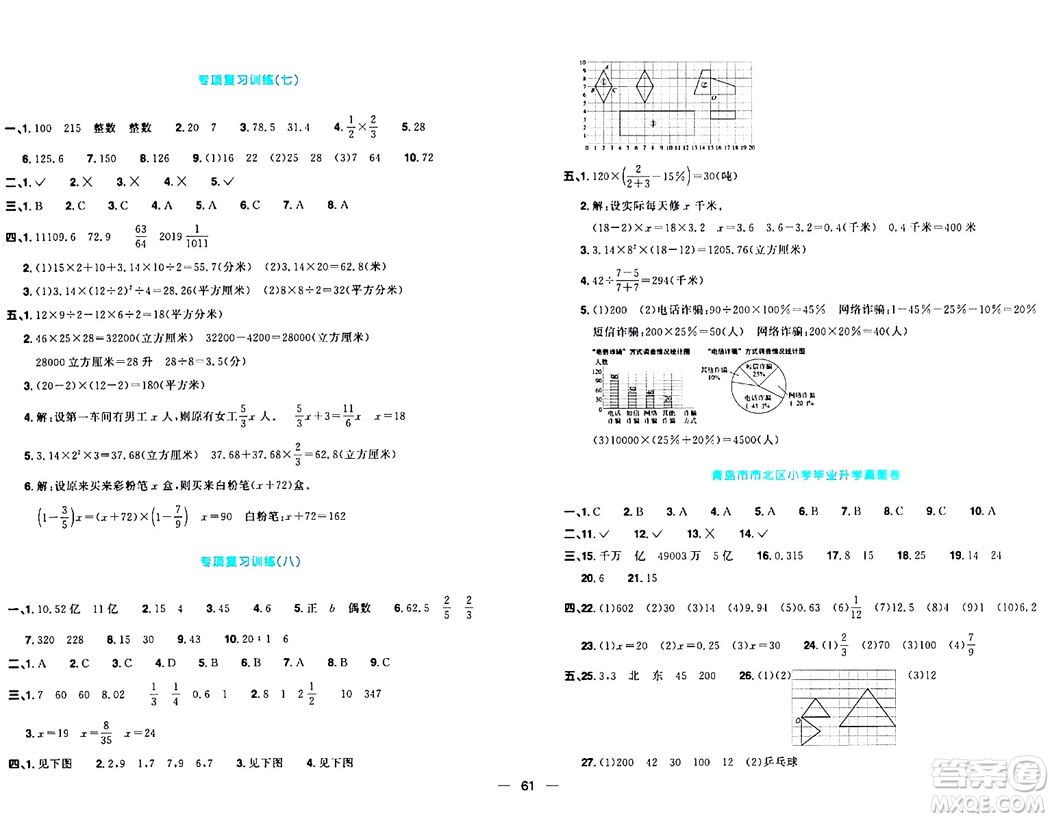 江西教育出版社2024年春陽光同學一線名師全優(yōu)好卷六年級數(shù)學下冊青島版答案