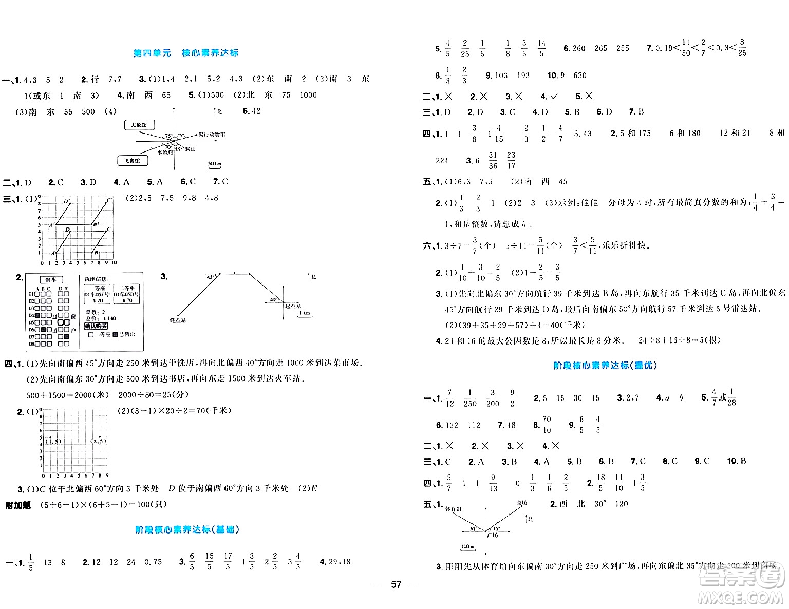 江西教育出版社2024年春陽光同學(xué)一線名師全優(yōu)好卷五年級數(shù)學(xué)下冊青島版答案