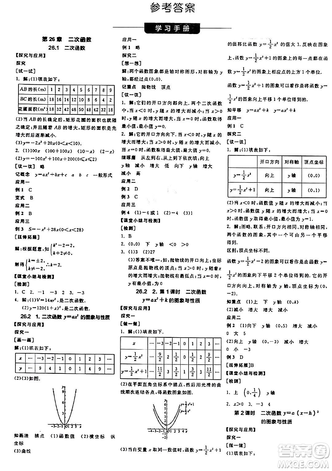 陽(yáng)光出版社2024年春全品學(xué)練考九年級(jí)數(shù)學(xué)下冊(cè)華師版答案