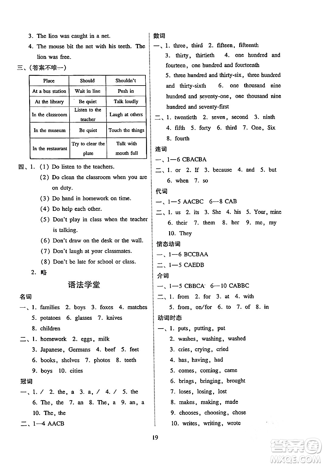 廣州出版社2024年春小學(xué)英語目標(biāo)實施手冊六年級英語下冊廣州專版答案