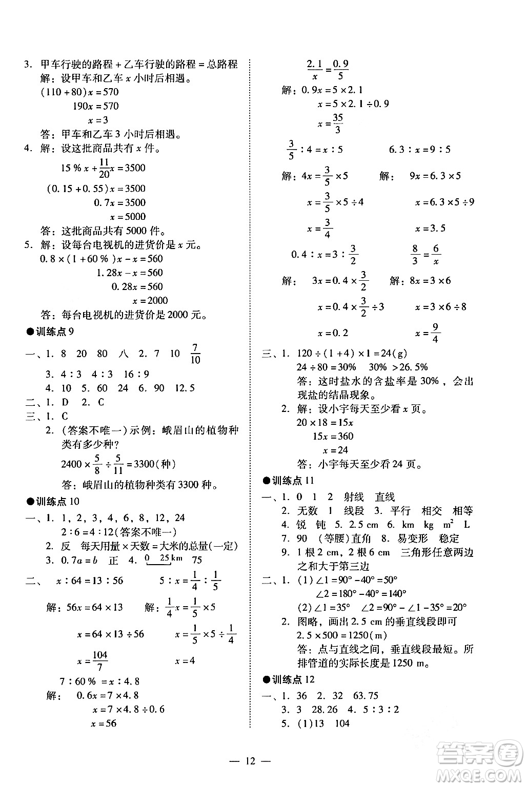 廣州出版社2024年春小學(xué)數(shù)學(xué)目標(biāo)實(shí)施手冊(cè)六年級(jí)數(shù)學(xué)下冊(cè)廣州專版答案