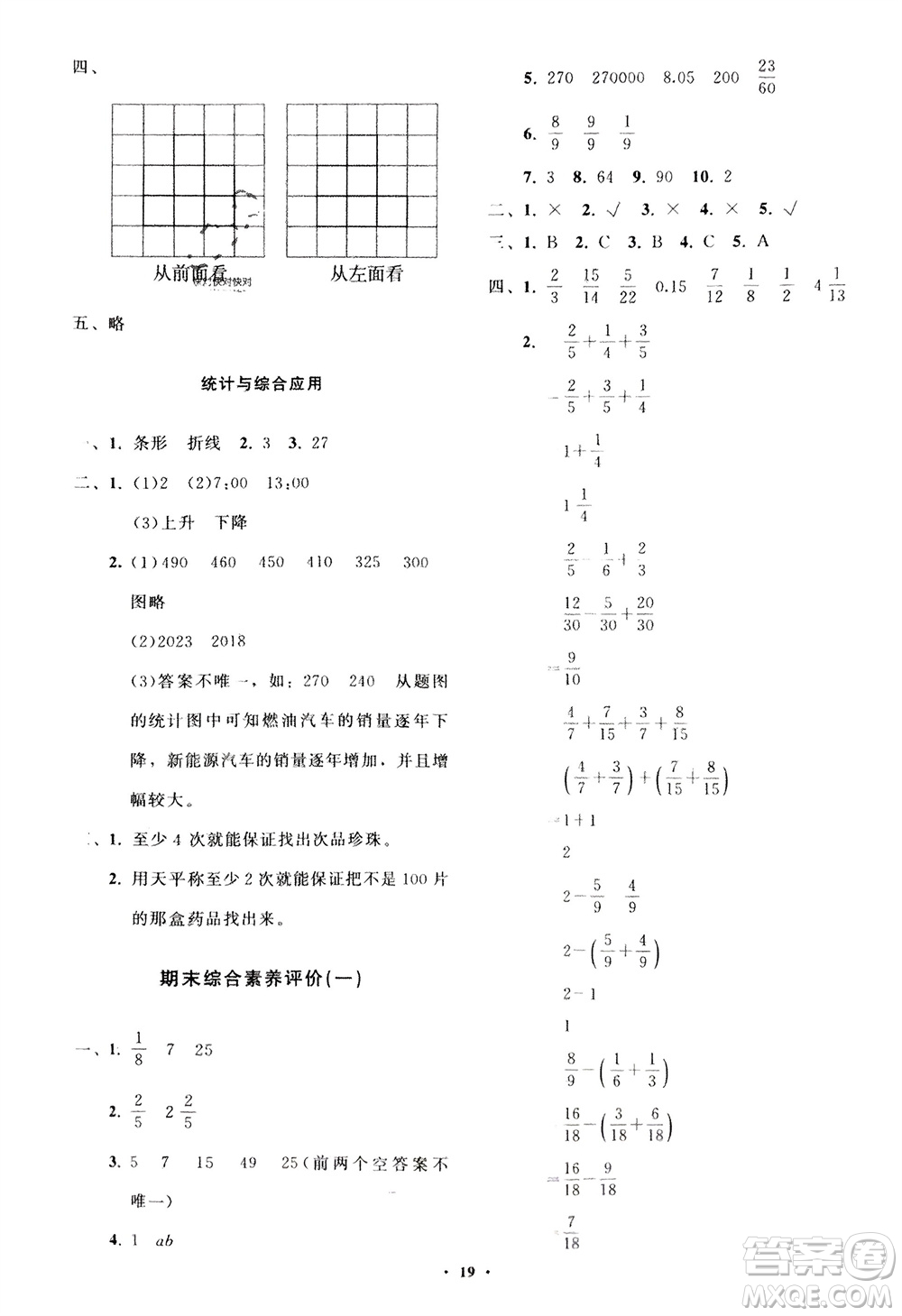 山東教育出版社2024年春小學(xué)同步練習(xí)冊(cè)分層指導(dǎo)五年級(jí)數(shù)學(xué)下冊(cè)人教版參考答案