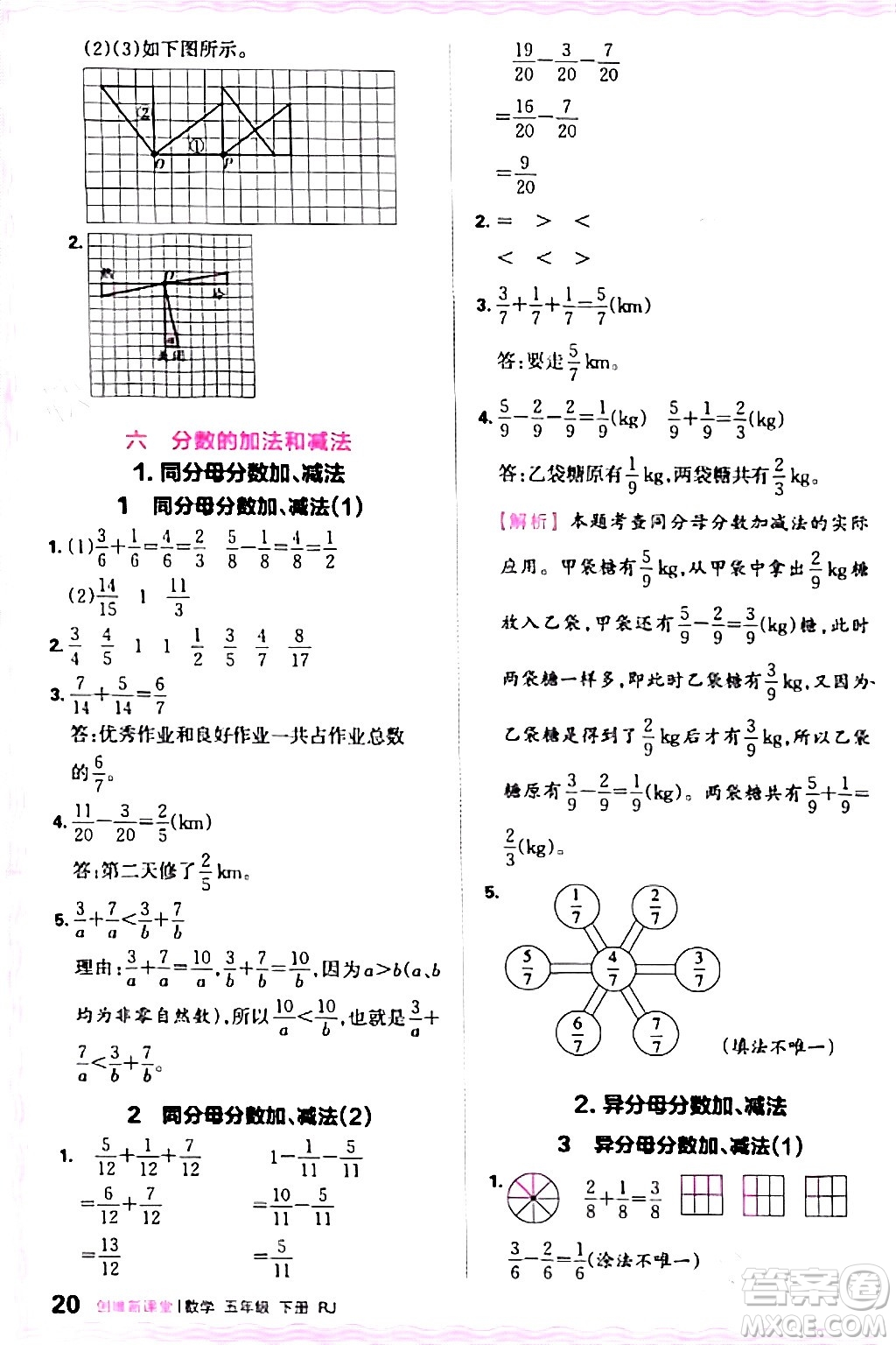 江西人民出版社2024年春王朝霞創(chuàng)維新課堂五年級數(shù)學(xué)下冊人教版答案