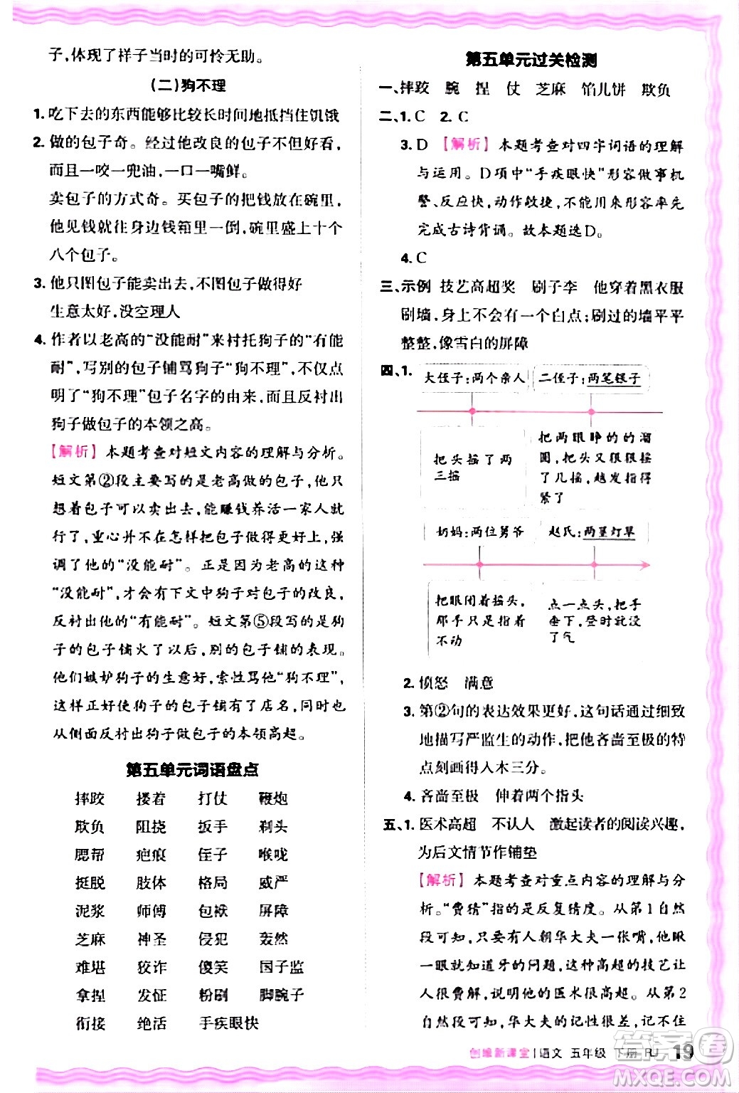 江西人民出版社2024年春王朝霞創(chuàng)維新課堂五年級語文下冊人教版答案