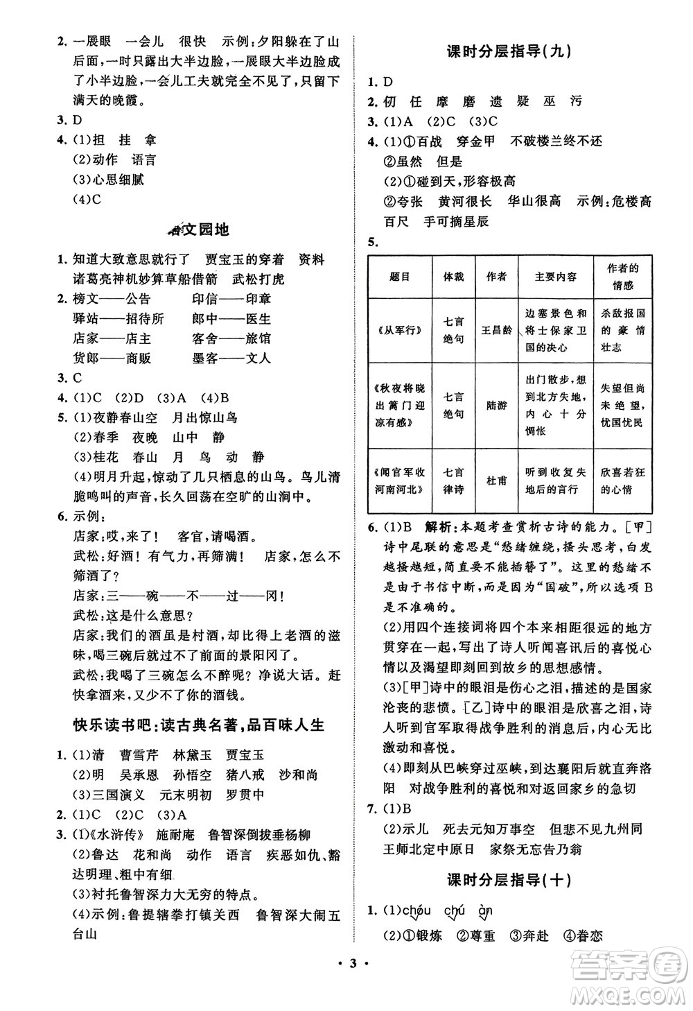 山東教育出版社2024年春小學(xué)同步練習(xí)冊分層指導(dǎo)五年級語文下冊五四制通用版參考答案