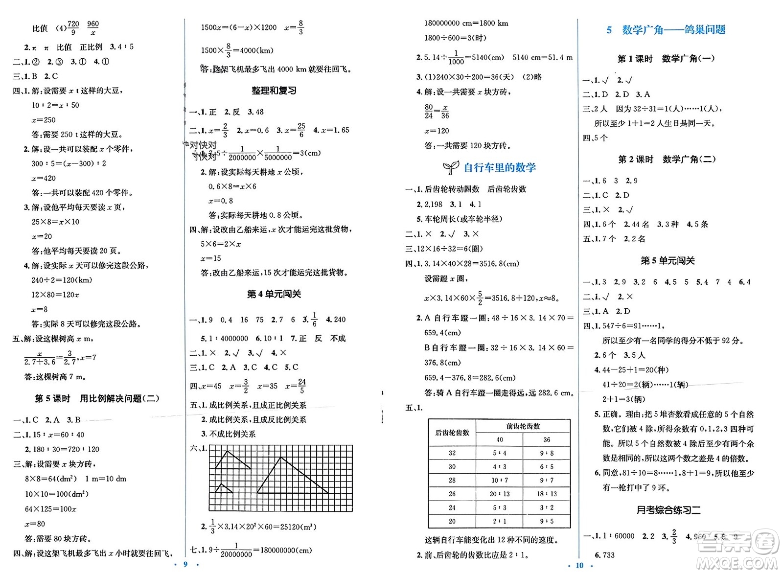 人民教育出版社2024年春人教金學(xué)典同步解析與測評學(xué)考練六年級數(shù)學(xué)下冊人教版吉林專版參考答案