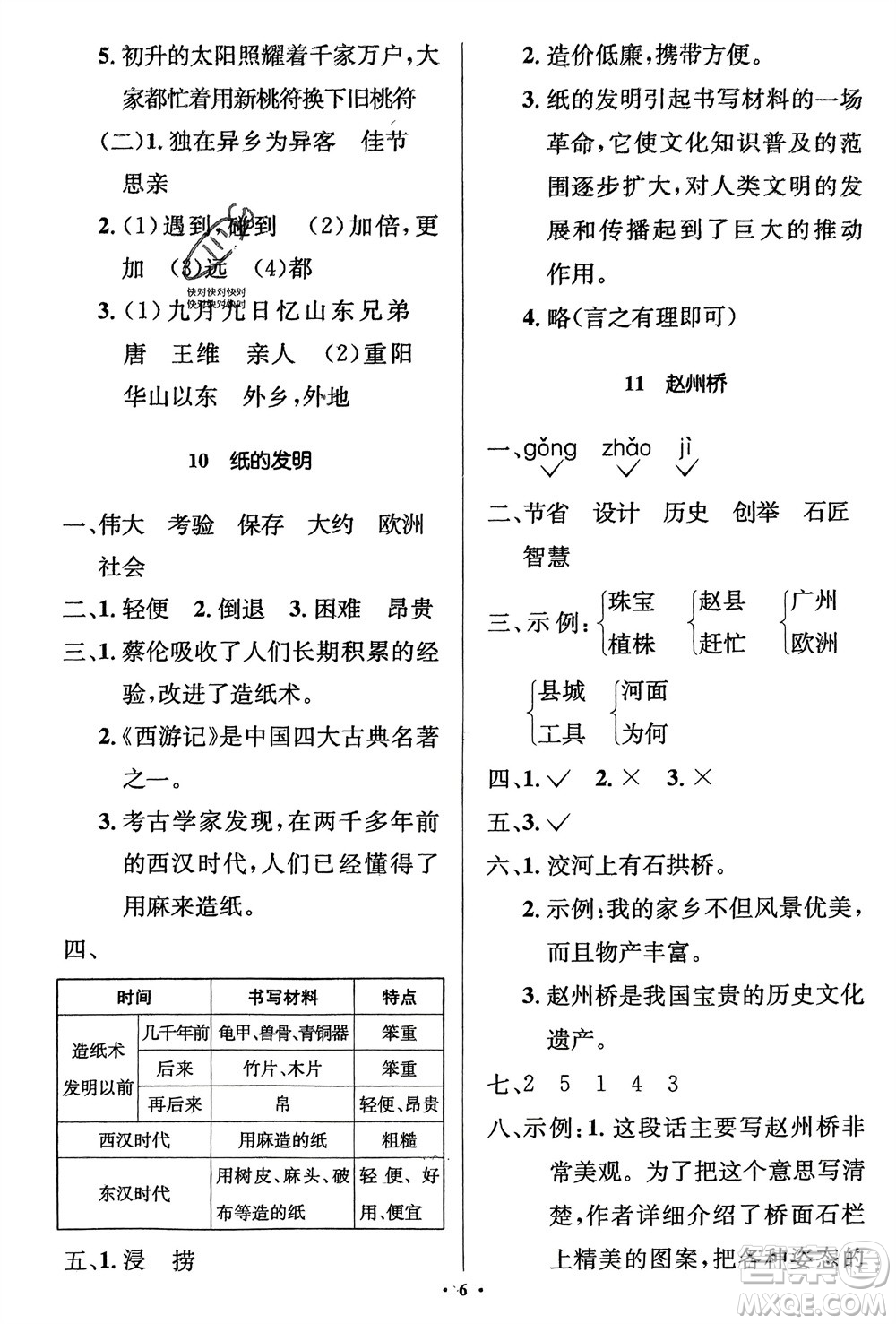 人民教育出版社2024年春人教金學(xué)典同步解析與測評學(xué)考練三年級語文下冊人教版江蘇專版參考答案