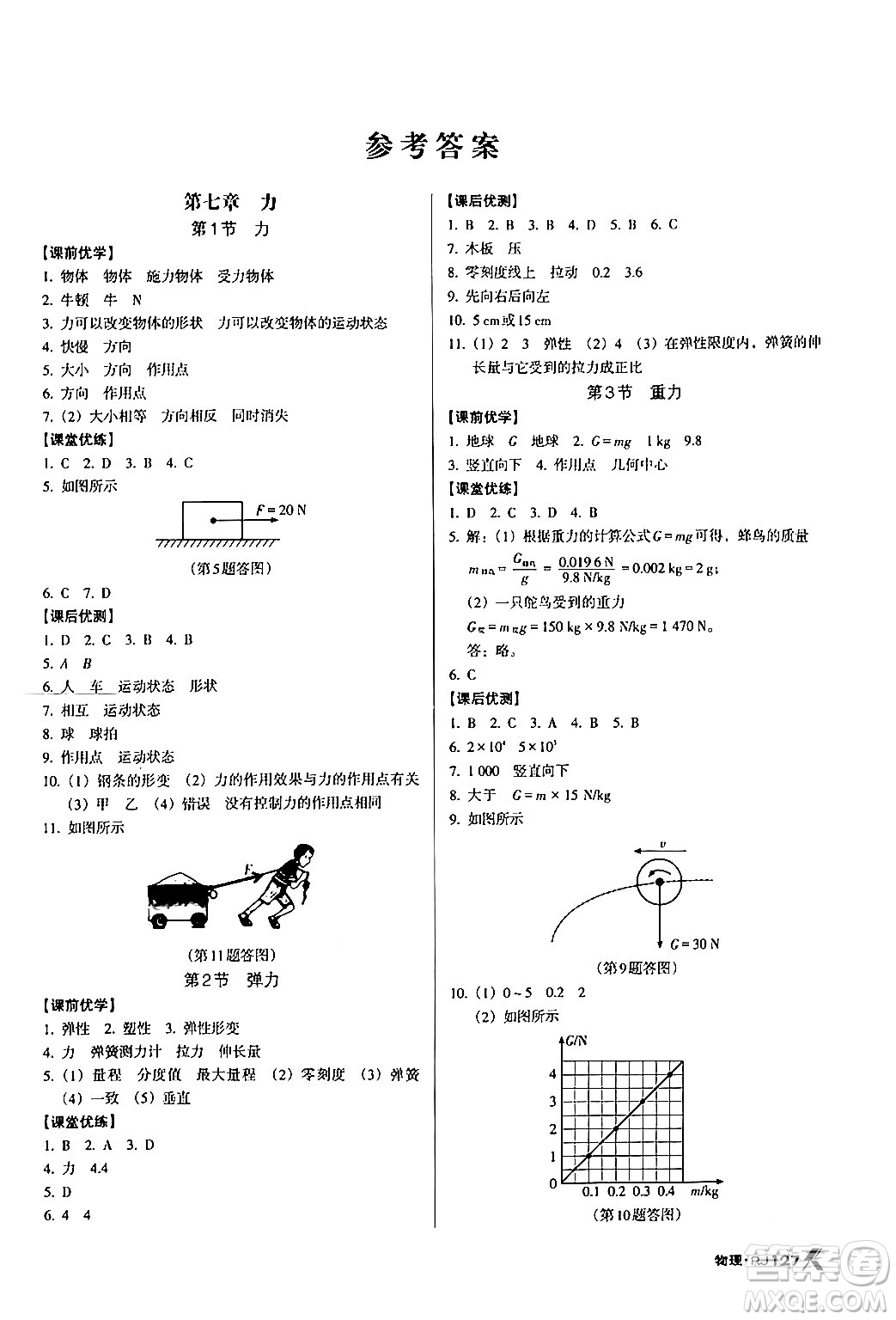 廣東經(jīng)濟(jì)出版社2024年春全優(yōu)點(diǎn)練課計(jì)劃八年級(jí)物理下冊(cè)人教版答案