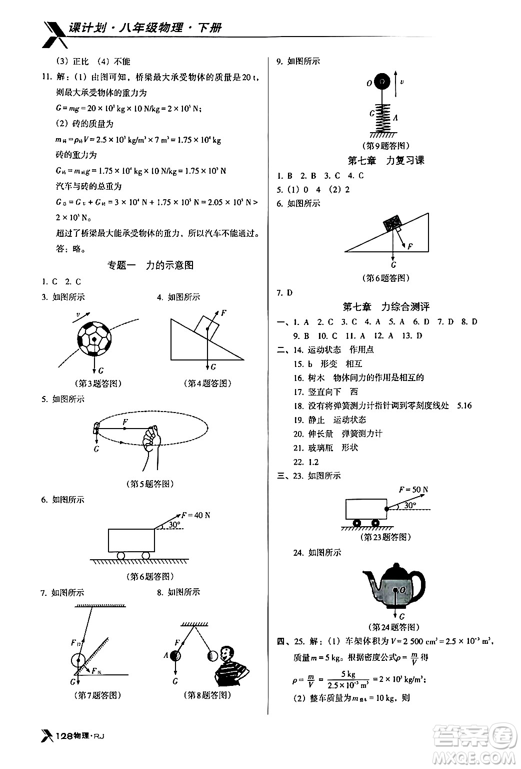 廣東經(jīng)濟(jì)出版社2024年春全優(yōu)點(diǎn)練課計(jì)劃八年級(jí)物理下冊(cè)人教版答案