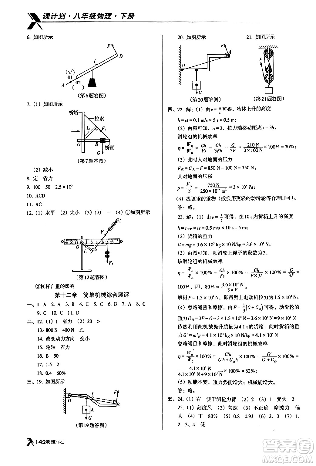 廣東經(jīng)濟(jì)出版社2024年春全優(yōu)點(diǎn)練課計(jì)劃八年級(jí)物理下冊(cè)人教版答案