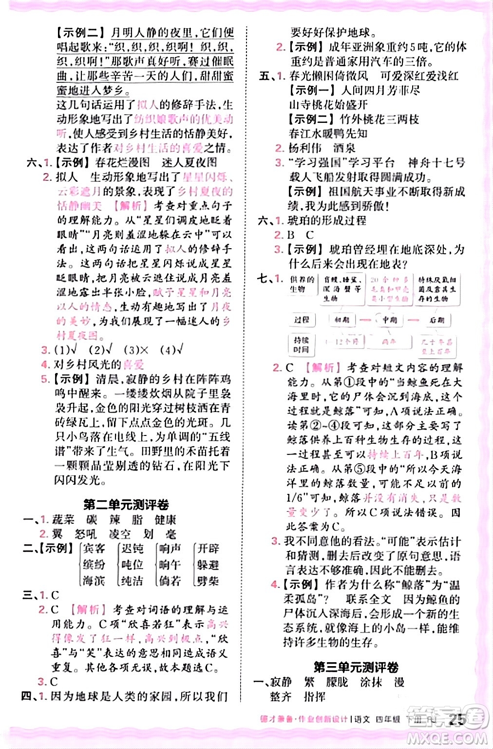 江西人民出版社2024年春王朝霞德才兼?zhèn)渥鳂I(yè)創(chuàng)新設計四年級語文下冊人教版答案