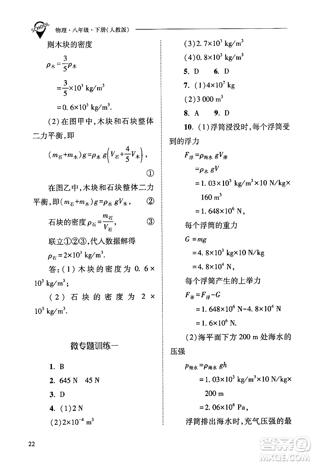 山西教育出版社2024年春新課程問題解決導(dǎo)學(xué)方案八年級(jí)物理下冊(cè)人教版答案