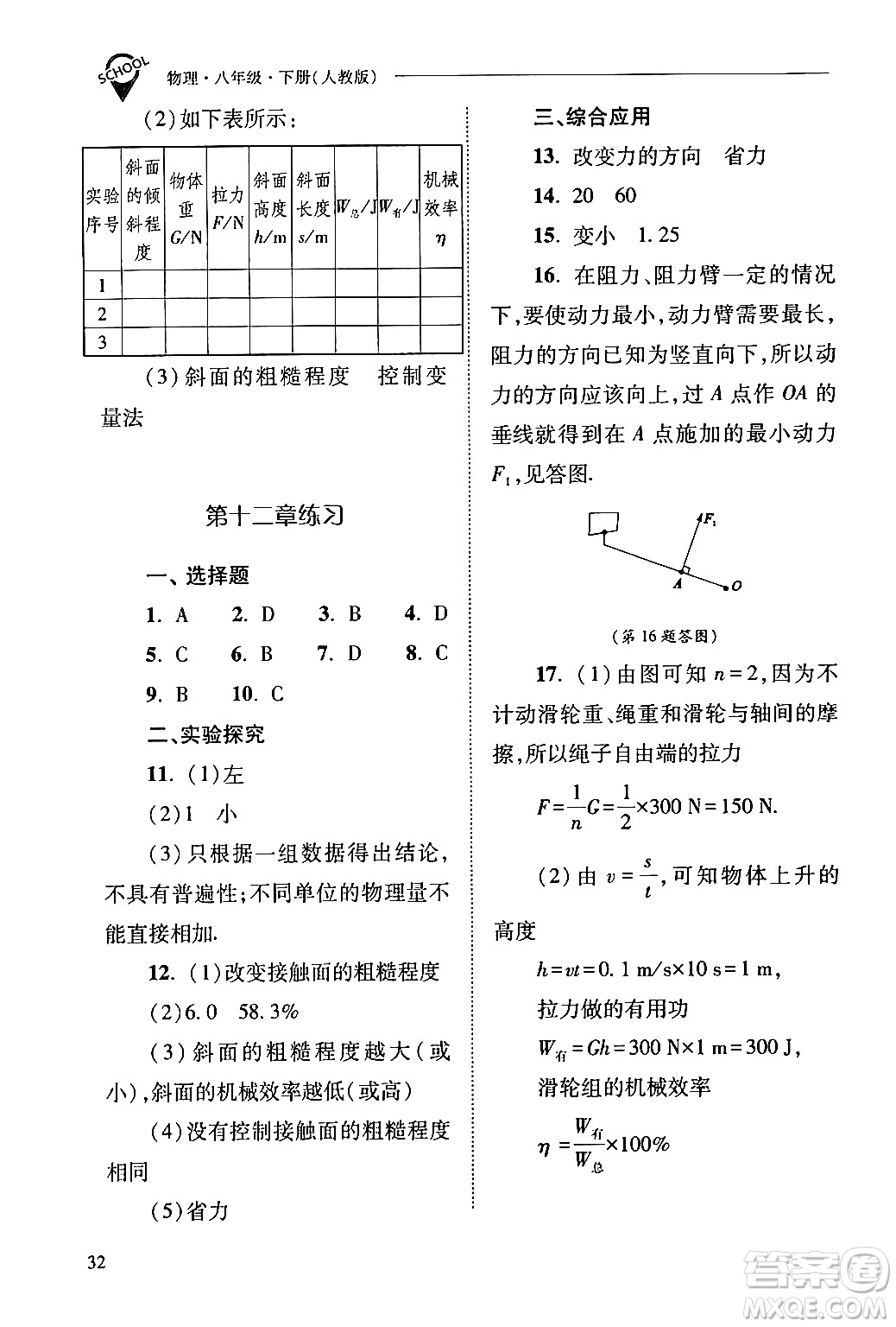 山西教育出版社2024年春新課程問題解決導(dǎo)學(xué)方案八年級(jí)物理下冊(cè)人教版答案