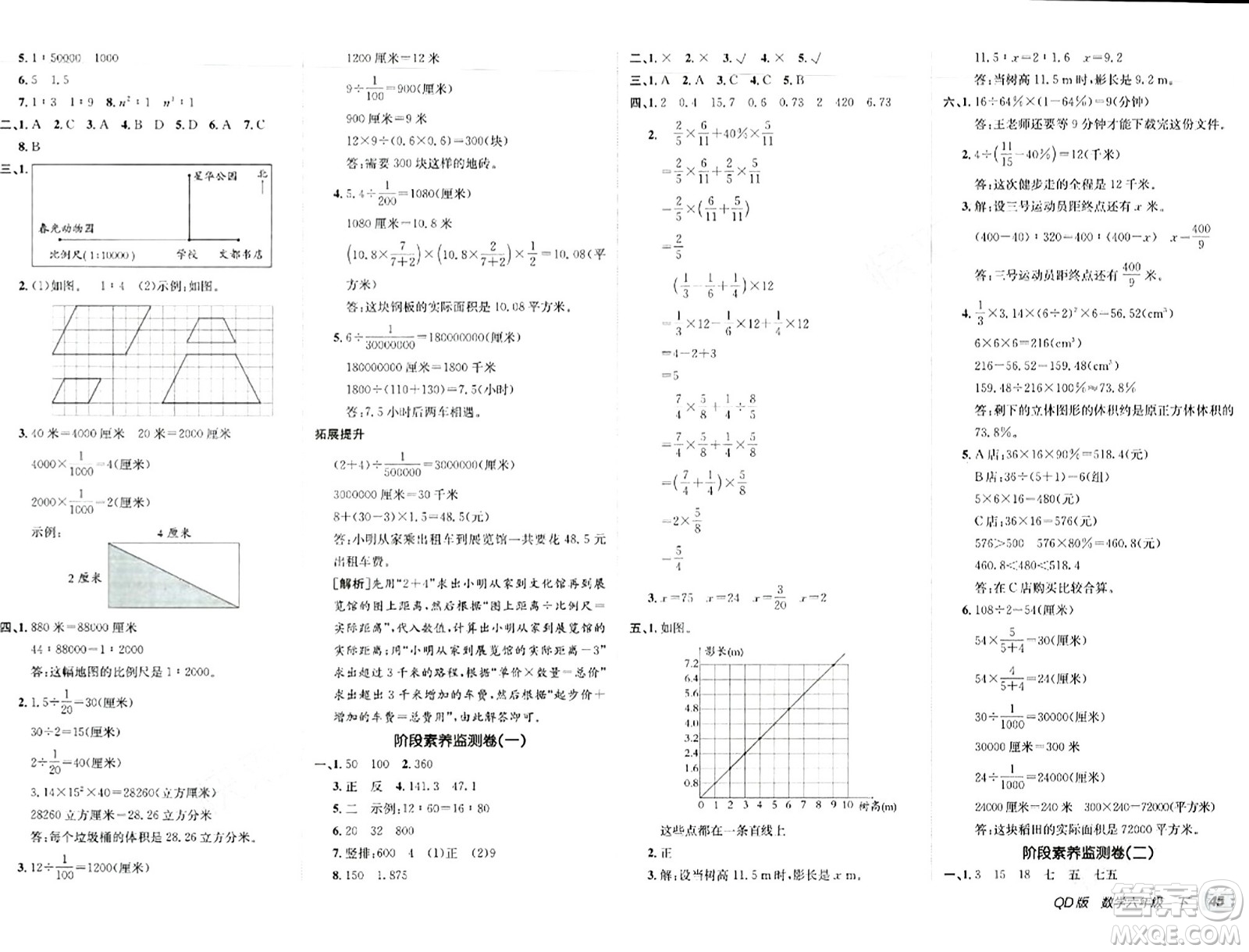 新疆青少年出版社2024年春海淀單元測試AB卷六年級數(shù)學下冊青島版答案