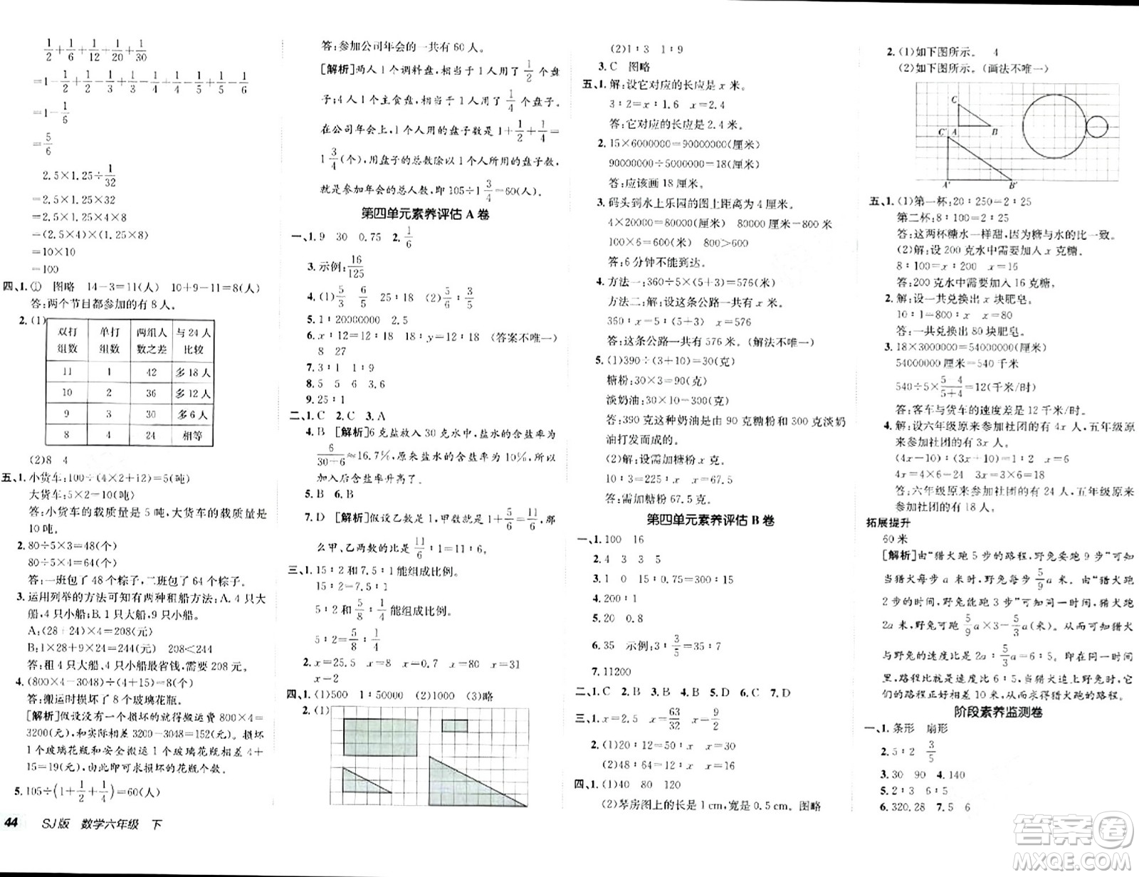 新疆青少年出版社2024年春海淀單元測(cè)試AB卷六年級(jí)數(shù)學(xué)下冊(cè)蘇教版答案