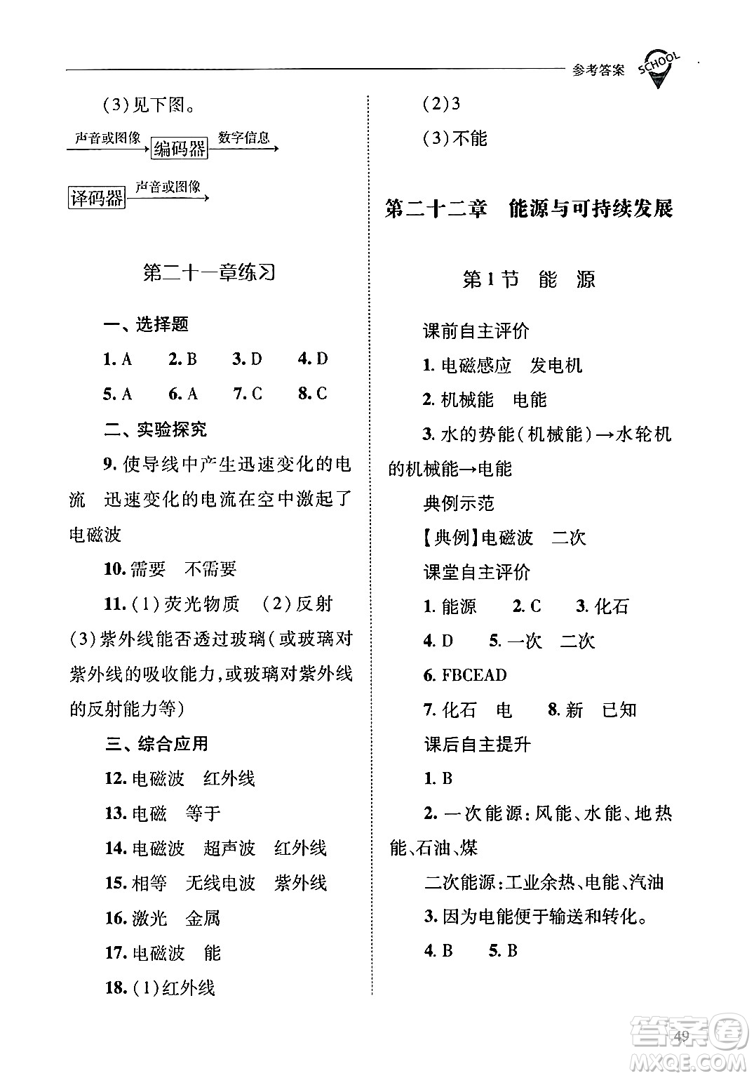 山西教育出版社2024年春新課程問(wèn)題解決導(dǎo)學(xué)方案九年級(jí)物理下冊(cè)人教版答案