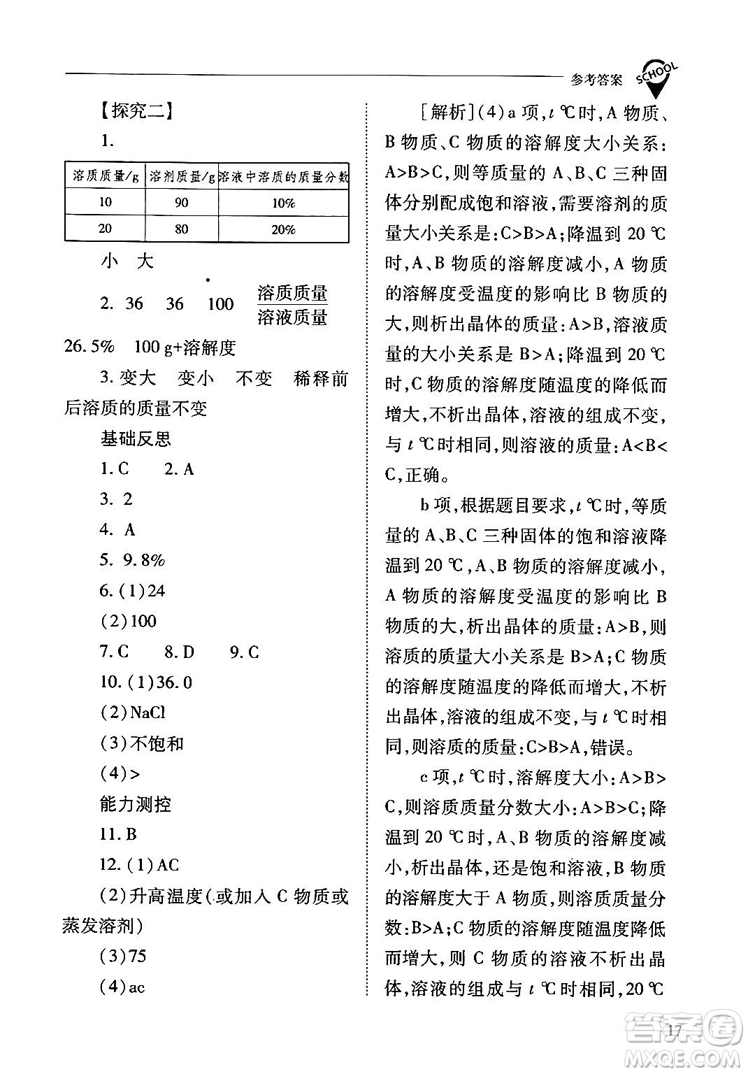 山西教育出版社2024年春新課程問題解決導學方案九年級化學下冊人教版答案