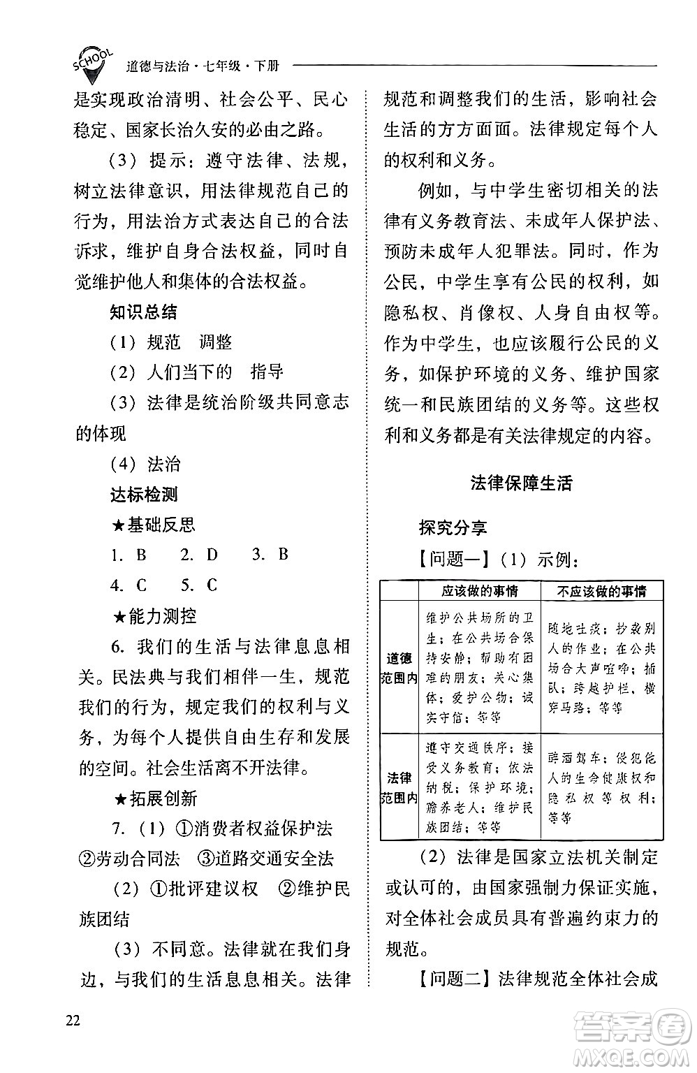 山西教育出版社2024年春新課程問題解決導(dǎo)學(xué)方案七年級道德與法治下冊人教版答案