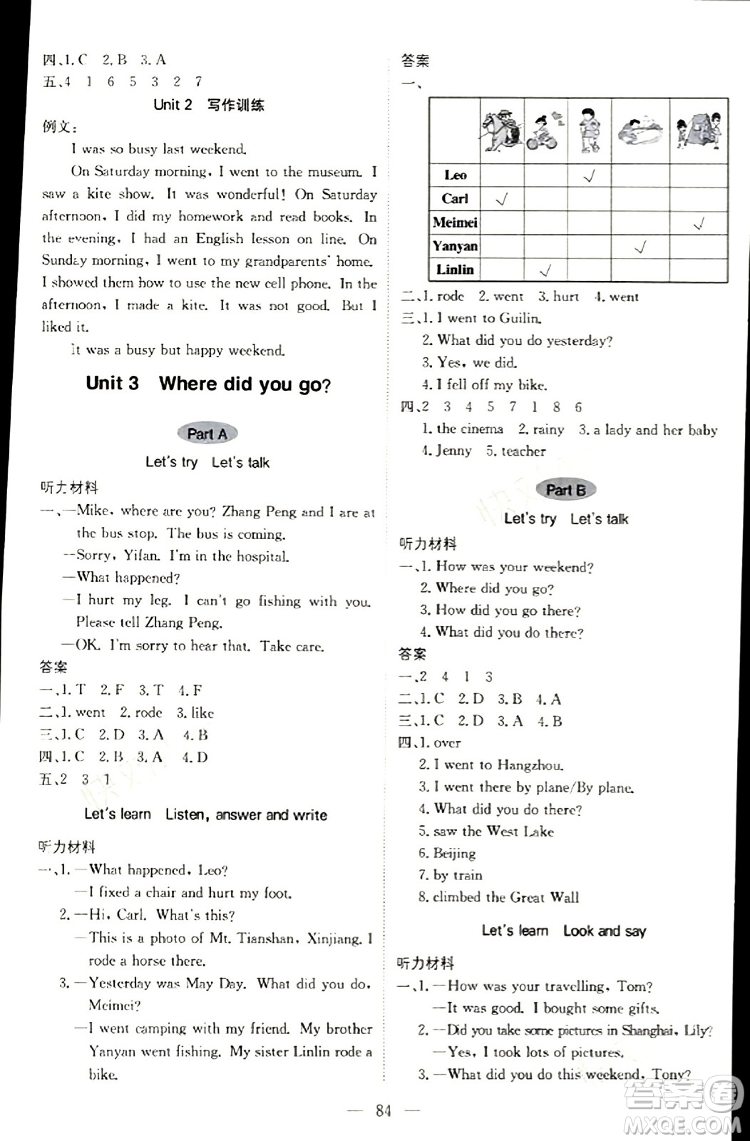 北京教育出版社2024年春1+1輕巧奪冠優(yōu)化訓(xùn)練六年級英語下冊人教版答案