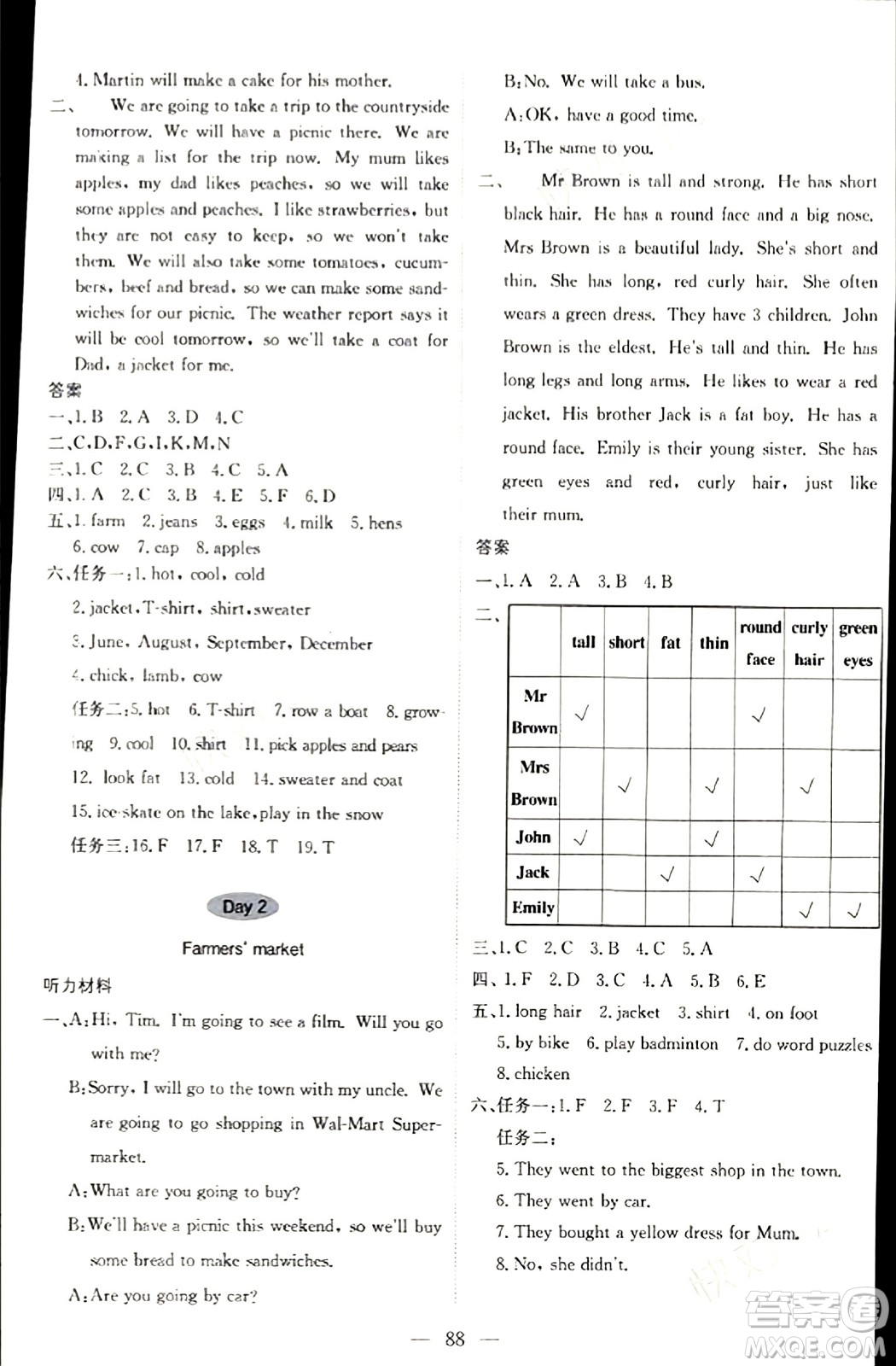 北京教育出版社2024年春1+1輕巧奪冠優(yōu)化訓(xùn)練六年級英語下冊人教版答案