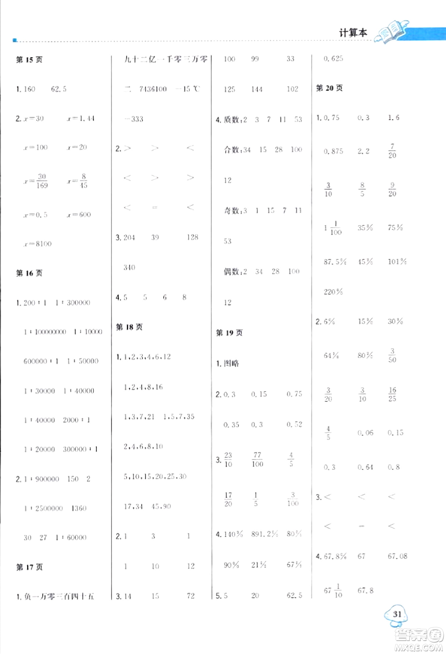 北京教育出版社2024年春1+1輕巧奪冠優(yōu)化訓(xùn)練六年級數(shù)學(xué)下冊人教版答案