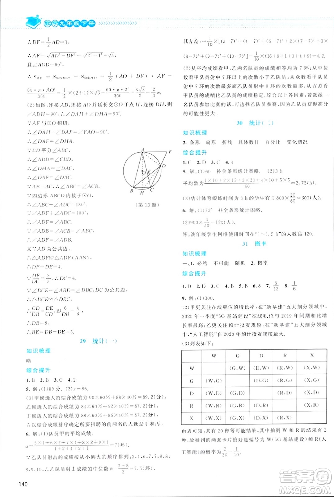 北京師范大學(xué)出版社2024年春課堂精練九年級(jí)數(shù)學(xué)下冊(cè)北師大版答案