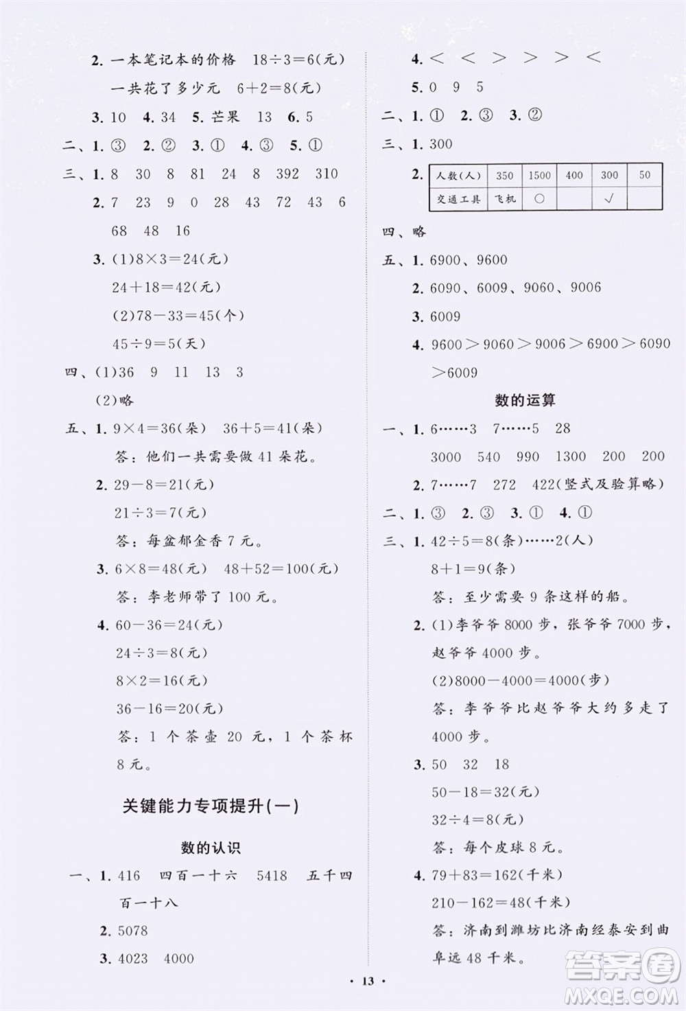 山東教育出版社2024年春小學同步練習冊分層指導二年級數(shù)學下冊通用版參考答案