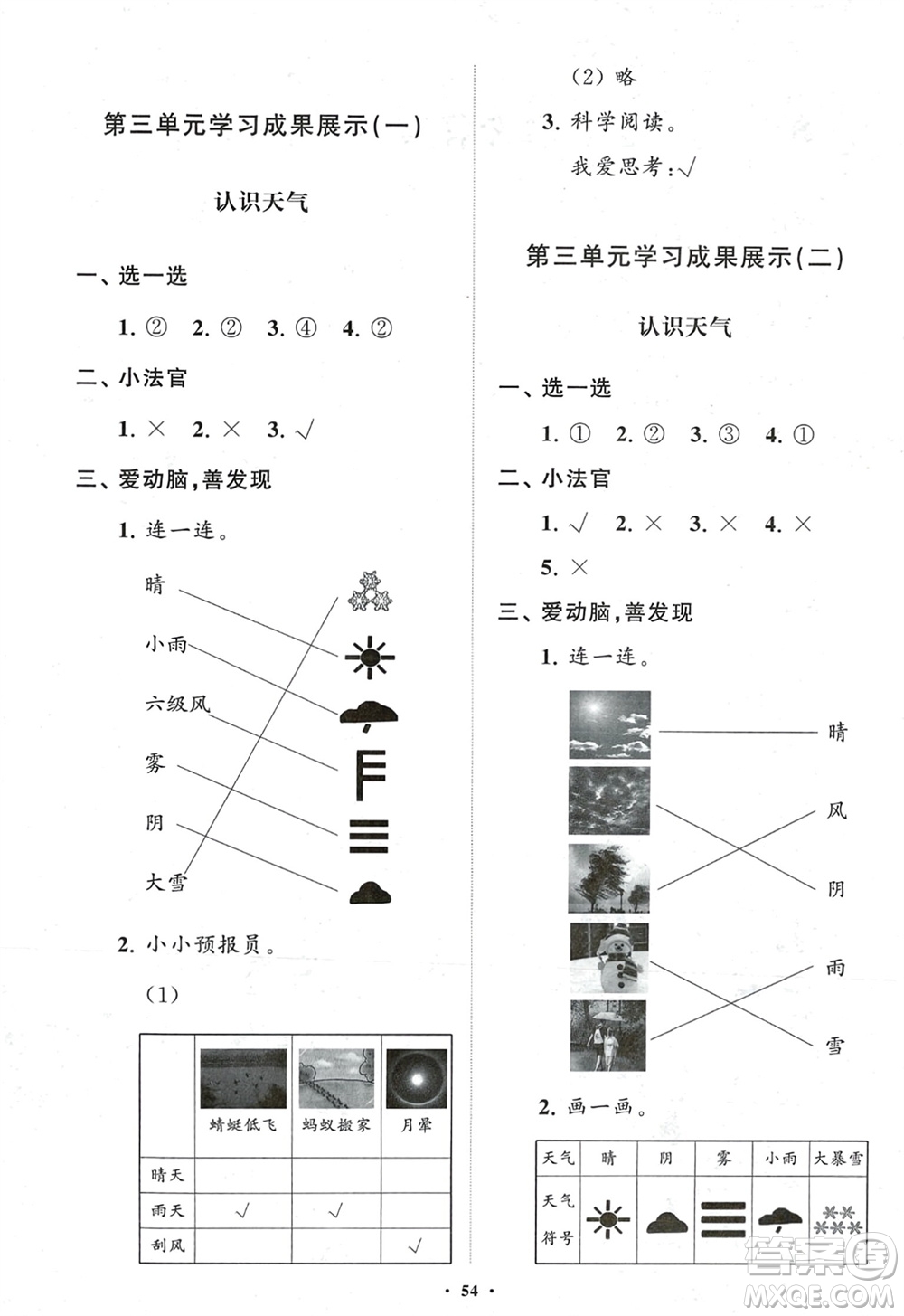 山東教育出版社2024年春小學(xué)同步練習(xí)冊分層指導(dǎo)二年級科學(xué)下冊五四制通用版參考答案