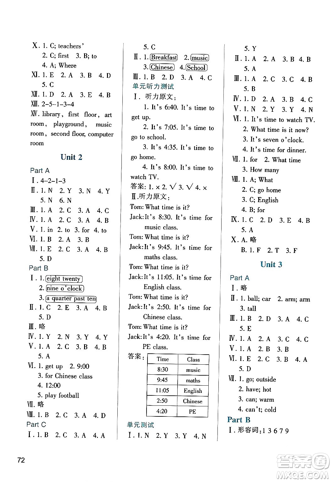 陜西人民教育出版社2024年春學(xué)習(xí)與評(píng)價(jià)四年級(jí)英語(yǔ)下冊(cè)人教版答案