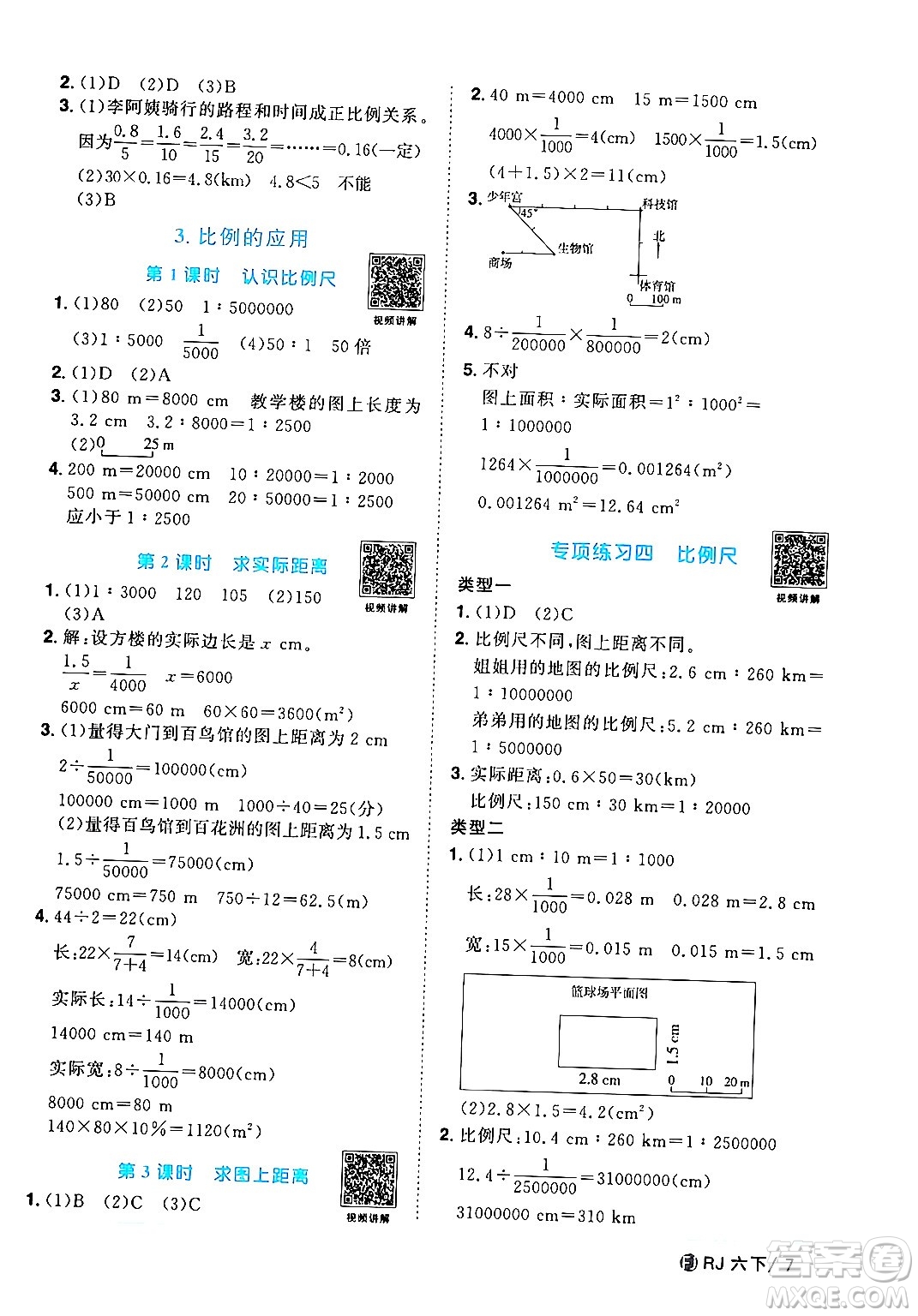 福建少年兒童出版社2024年春陽光同學課時優(yōu)化作業(yè)六年級數(shù)學下冊人教版福建專版答案