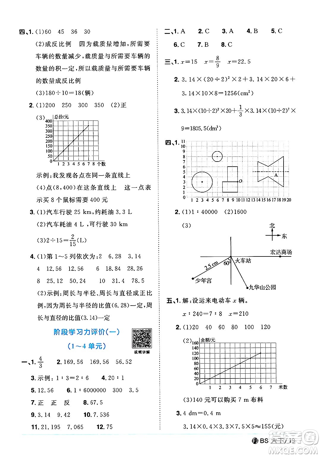 江西教育出版社2024年春陽光同學(xué)課時(shí)優(yōu)化作業(yè)六年級(jí)數(shù)學(xué)下冊(cè)北師大版福建專版答案