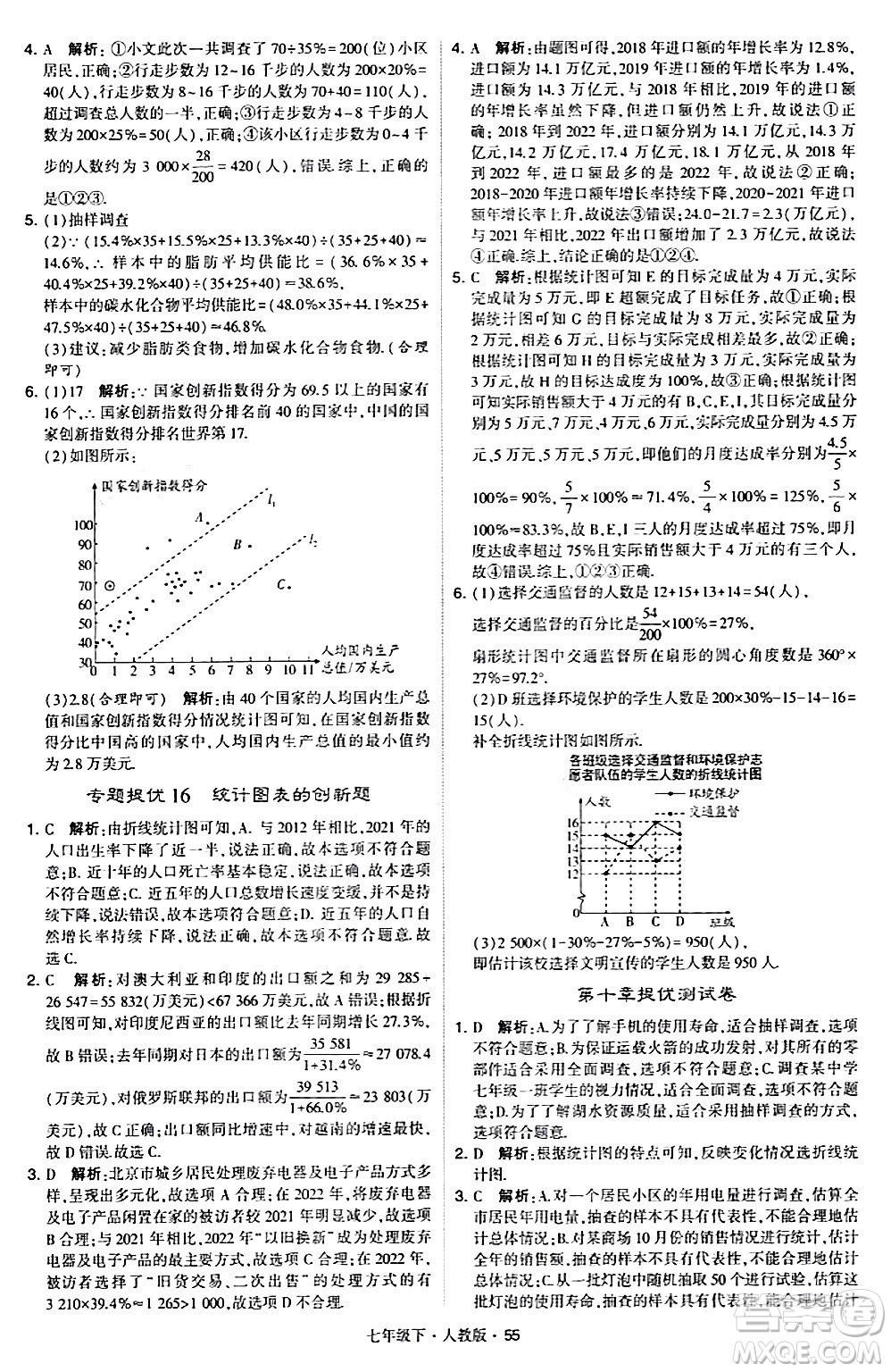 甘肅少年兒童出版社2024年春學霸題中題七年級數(shù)學下冊人教版答案