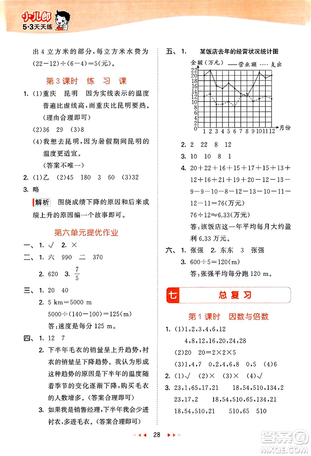 地質(zhì)出版社2024年春53天天練五年級數(shù)學下冊西師版答案